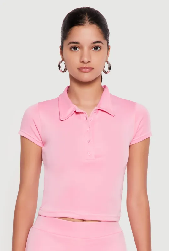 Short Sleeve Polo Crop Top made by Rainbow