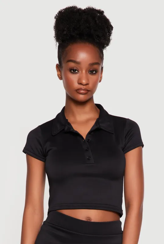 Short Sleeve Polo Crop Top made by Rainbow