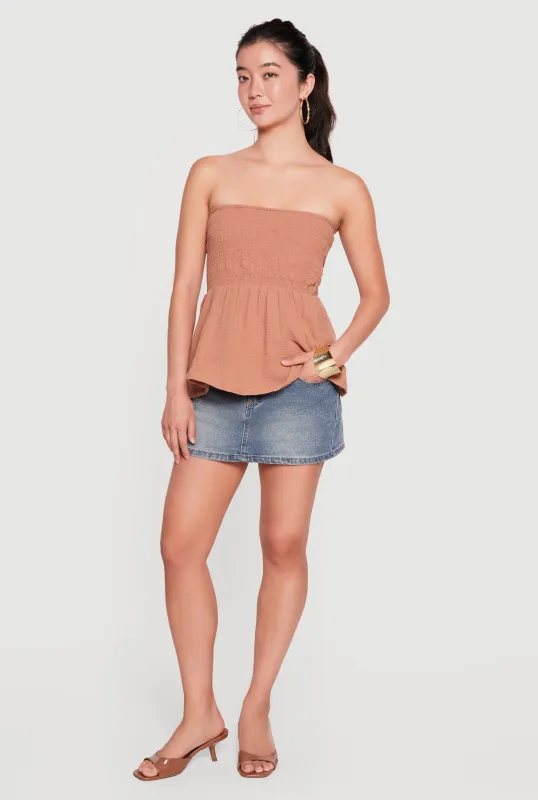 Smocked Peplum Tube Top made by Rainbow