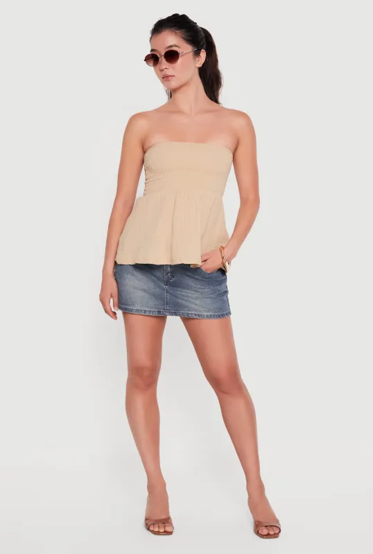 Smocked Peplum Tube Top made by Rainbow
