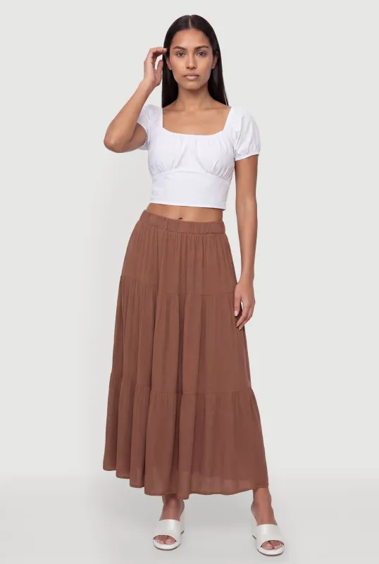 Tie Back Detail Puff Sleeve Crop Top made by Ambiance