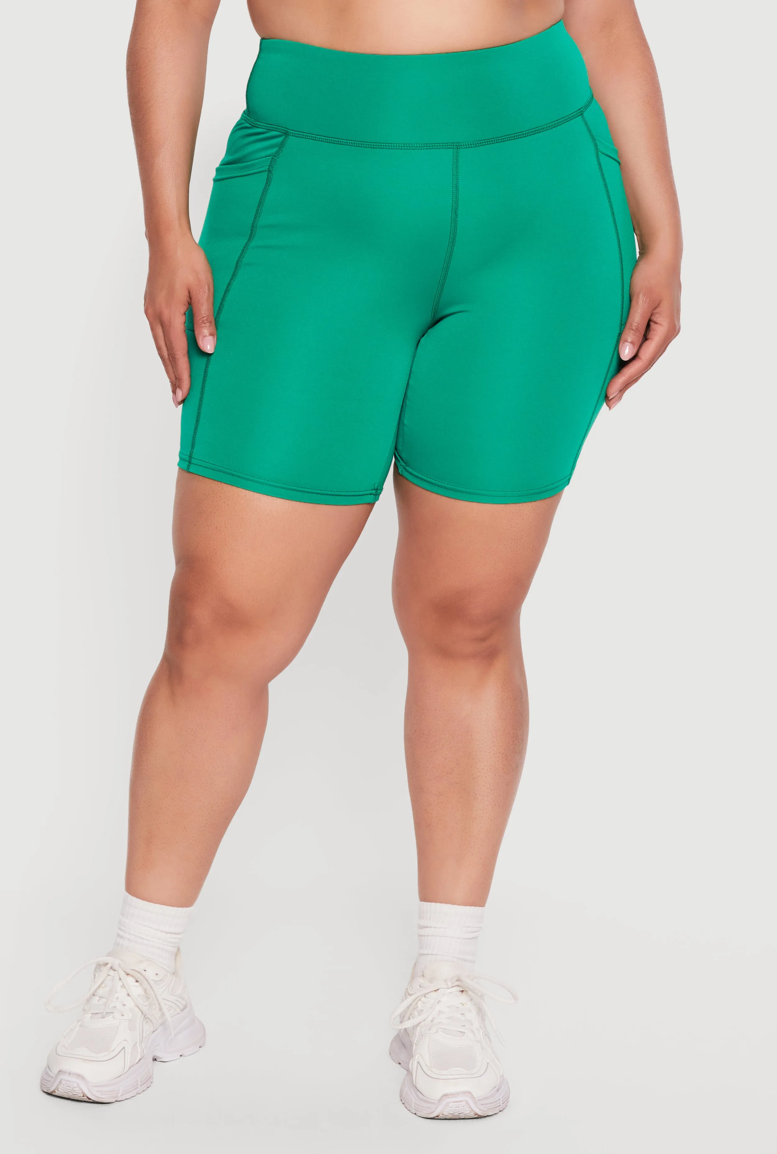Plus Size Cell Phone Pocket High Waisted Biker Shorts sold by Rainbow product image thumbnail 3