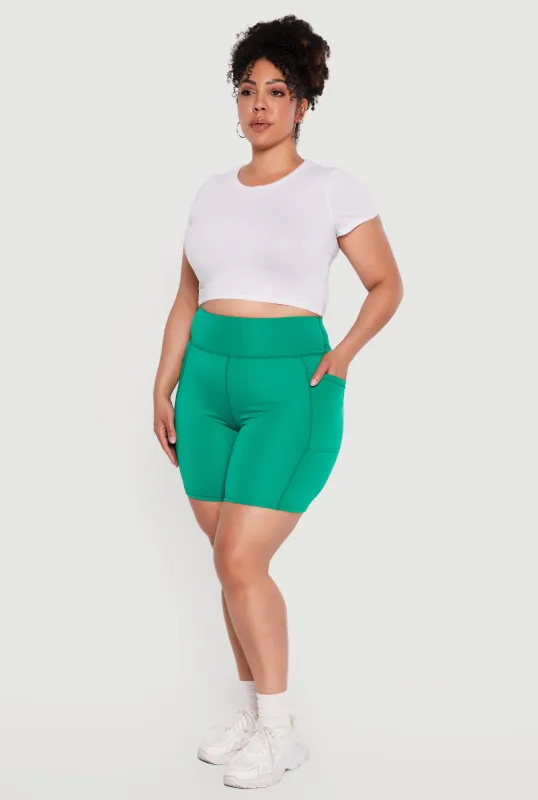Plus Size Cell Phone Pocket High Waisted Biker Shorts made by Rainbow
