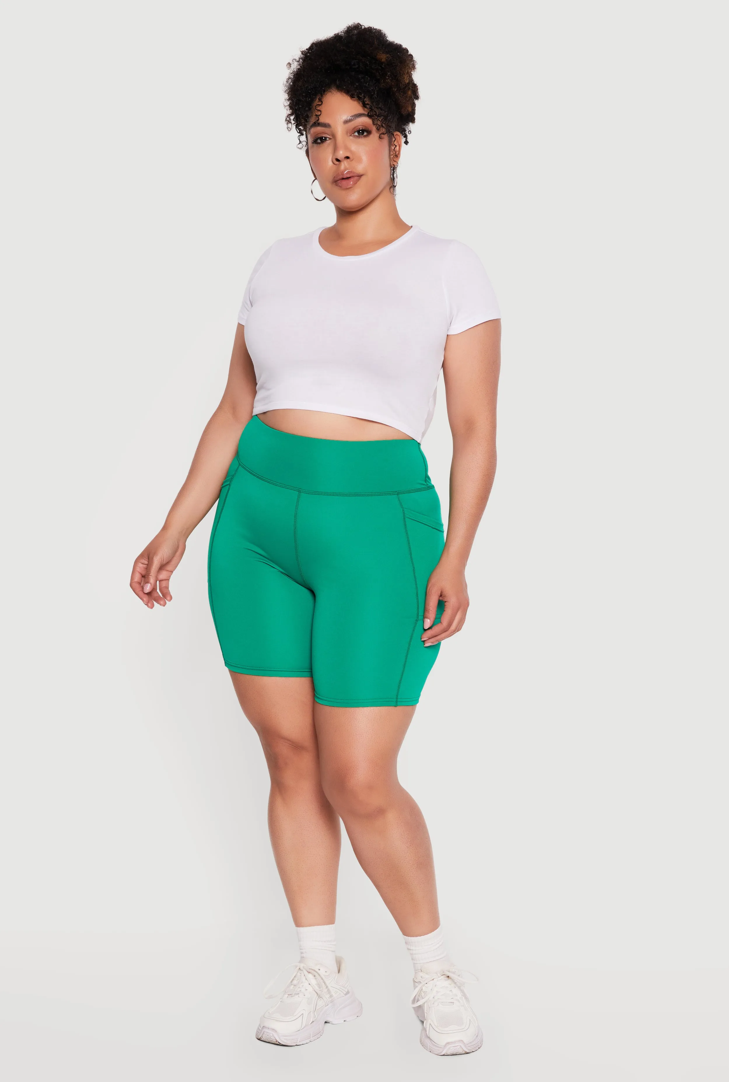 Plus Size Cell Phone Pocket High Waisted Biker Shorts sold by Rainbow product image thumbnail 2