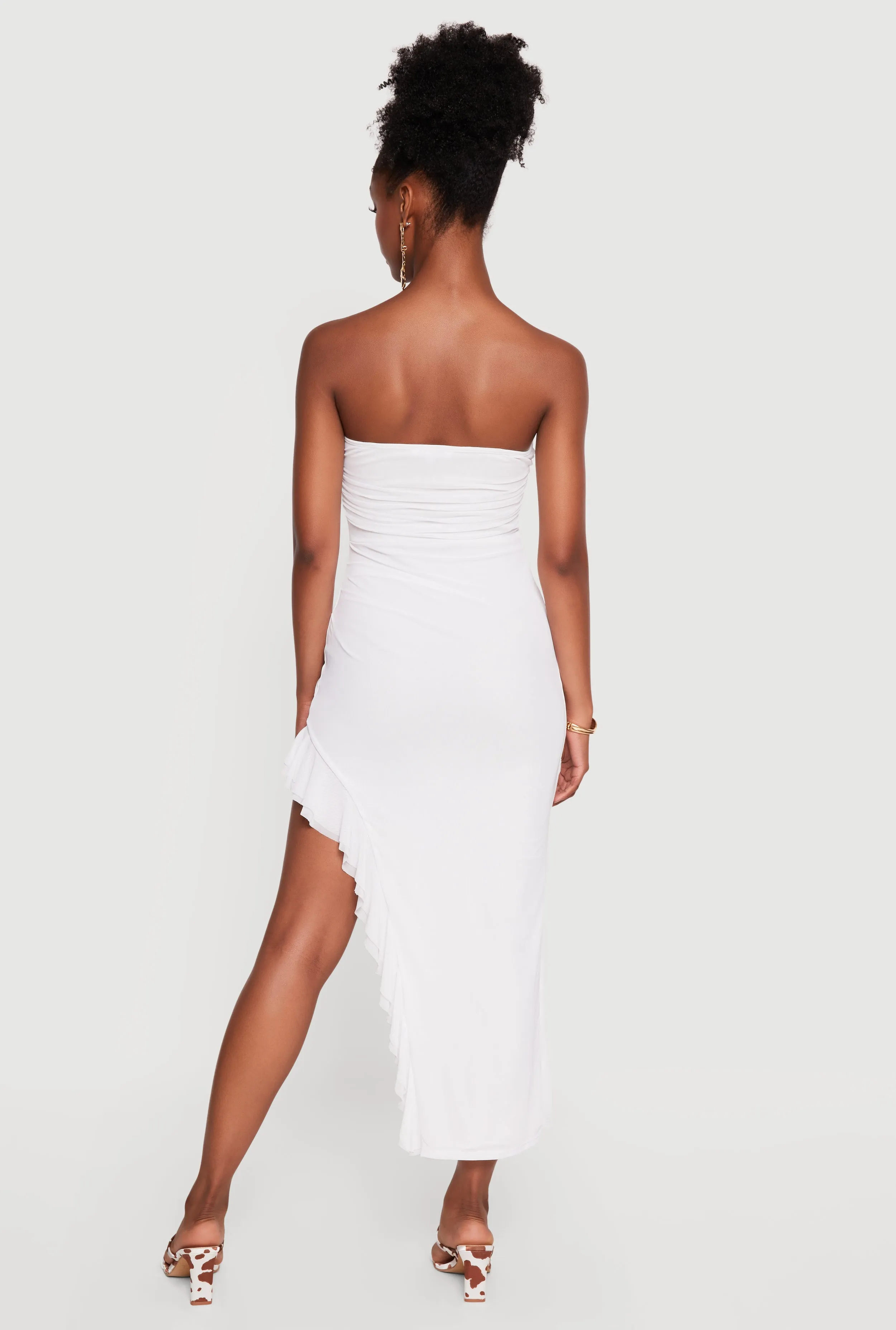 Ruffle Hem Side Slit Mesh Midi Dress sold by Rainbow product image thumbnail 3