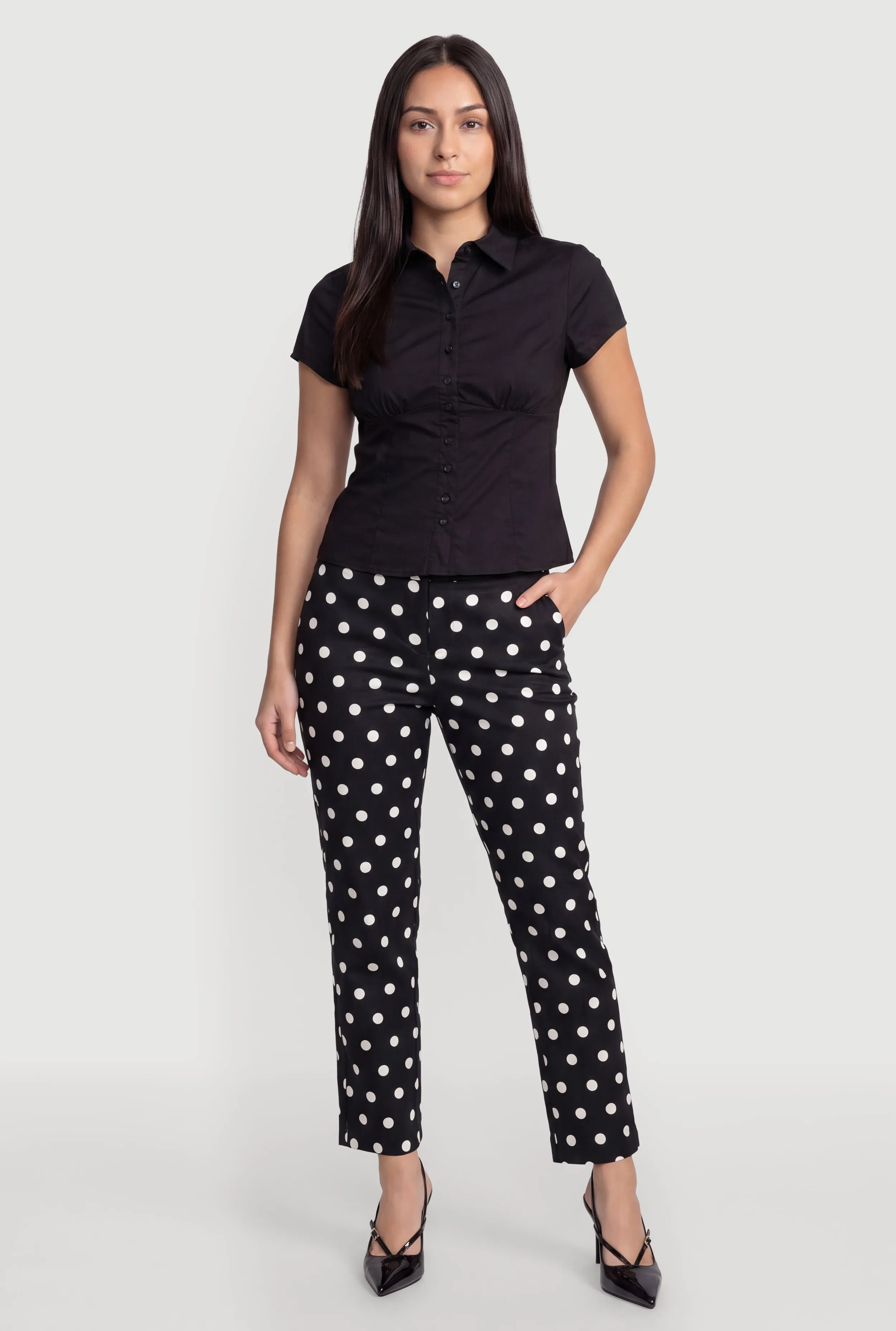 Button Front Short Sleeve Pleated Shirt sold by Rainbow product image thumbnail 2