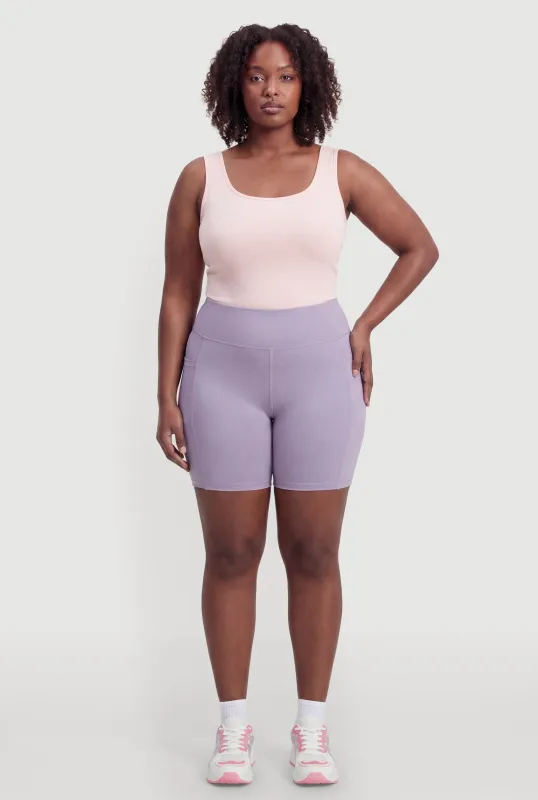 Plus Size Cell Phone Pocket High Waisted Active Shorts made by Rainbow
