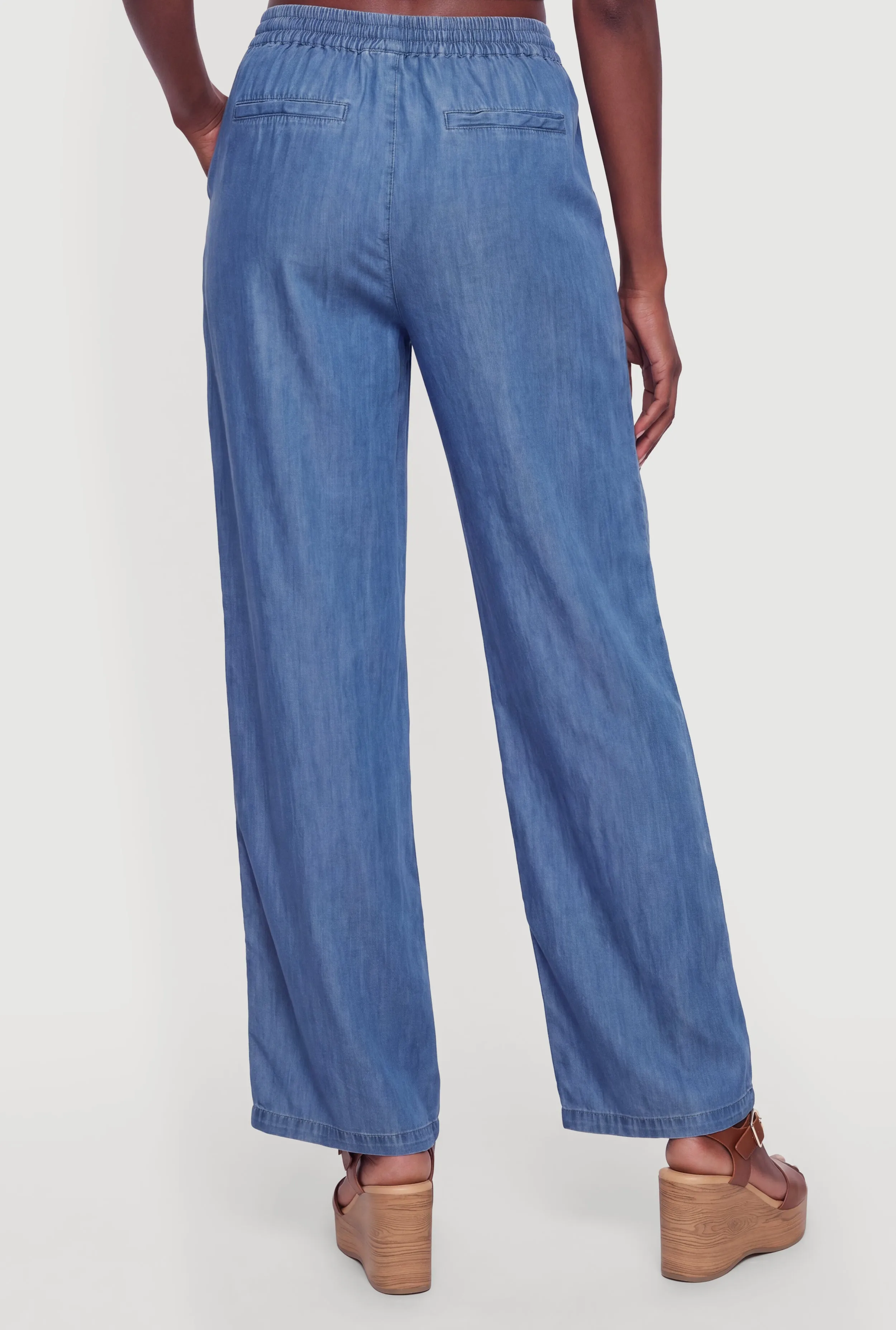 Drawstring Waist Side Slit Wide Leg Pants sold by Rainbow product image thumbnail 5