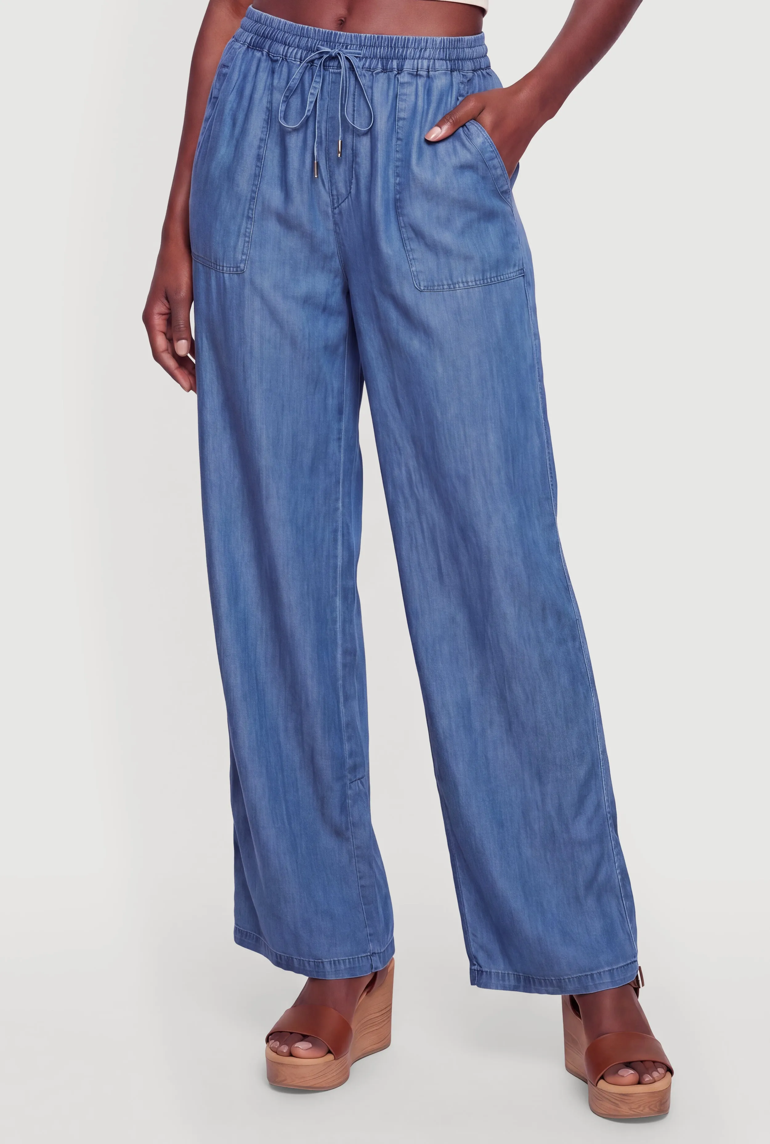 Drawstring Waist Side Slit Wide Leg Pants sold by Rainbow product image thumbnail 3