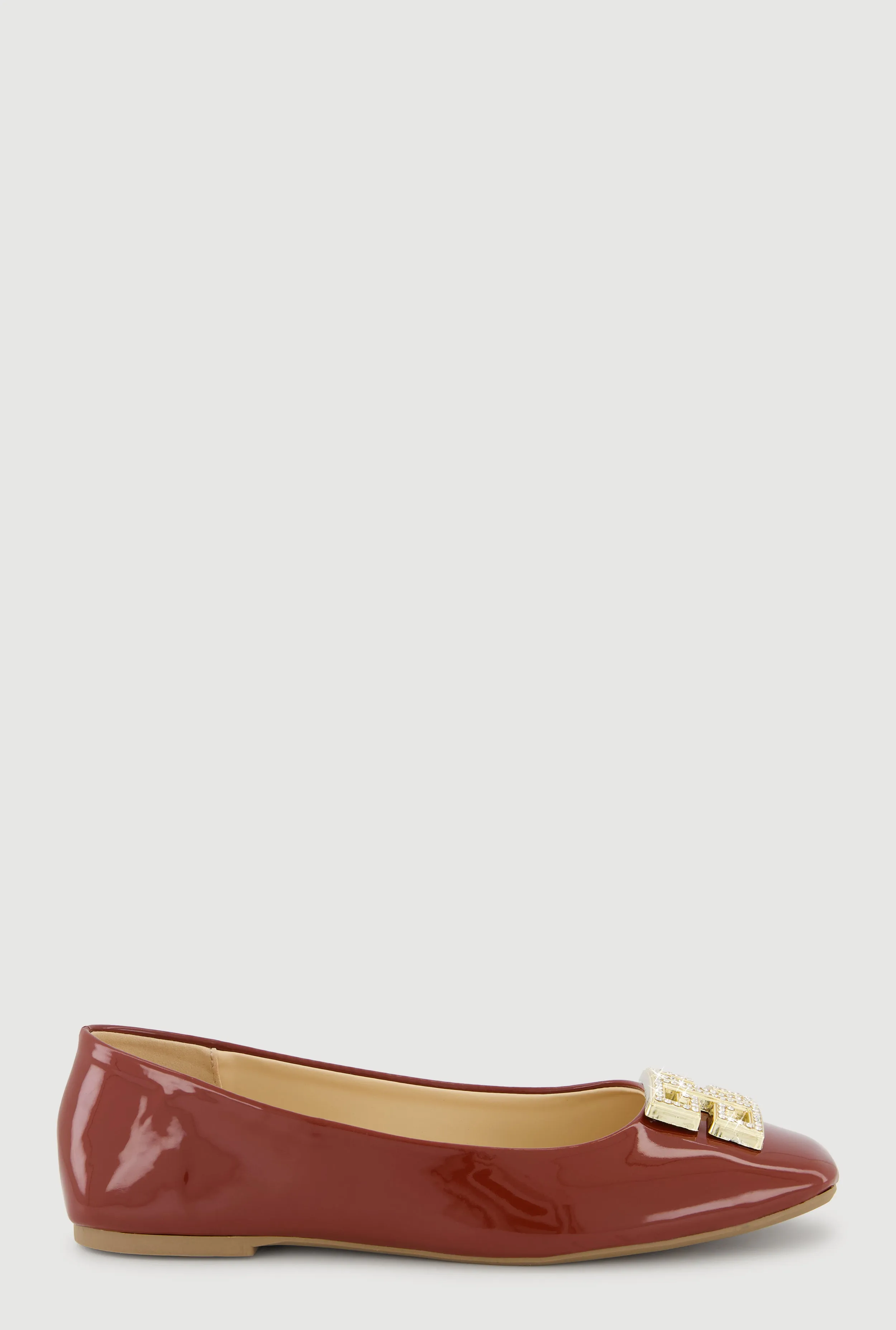 Rhinestone Greek Key Pendant Faux Leather Flats sold by Rainbow product image thumbnail 2