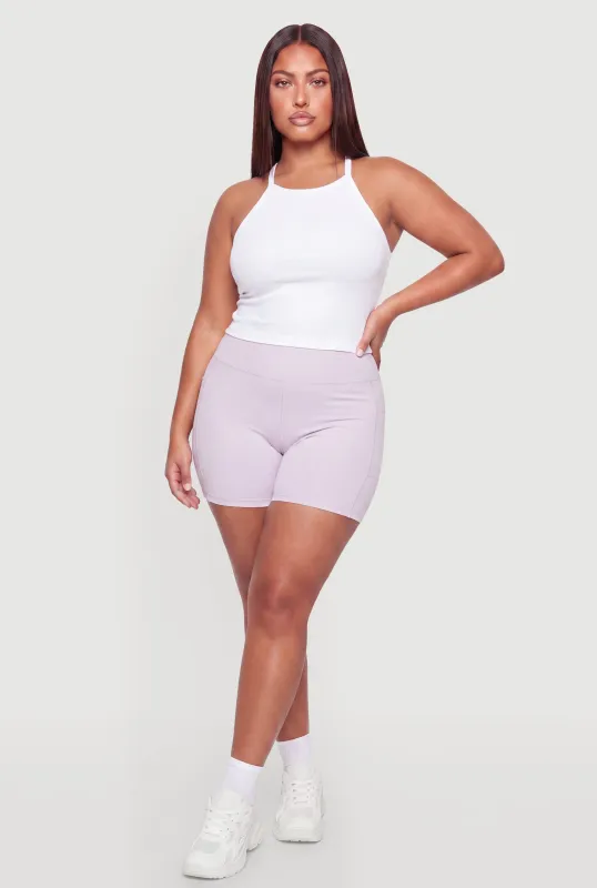Plus Size High Waisted Cell Phone Pocket Active Shorts made by Rainbow
