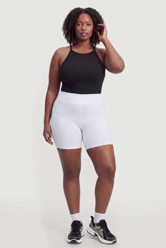 Plus Size Cell Phone Pocket High Waisted Active Shorts made by Rainbow