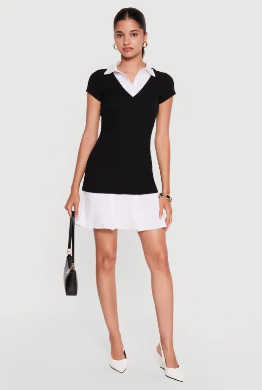 Almost Famous Layered Look Mini Shirt Dress made by Almost Famous