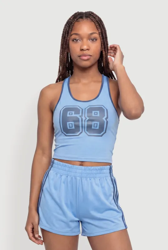 68 Graphic Cropped Halter Top made by Rainbow