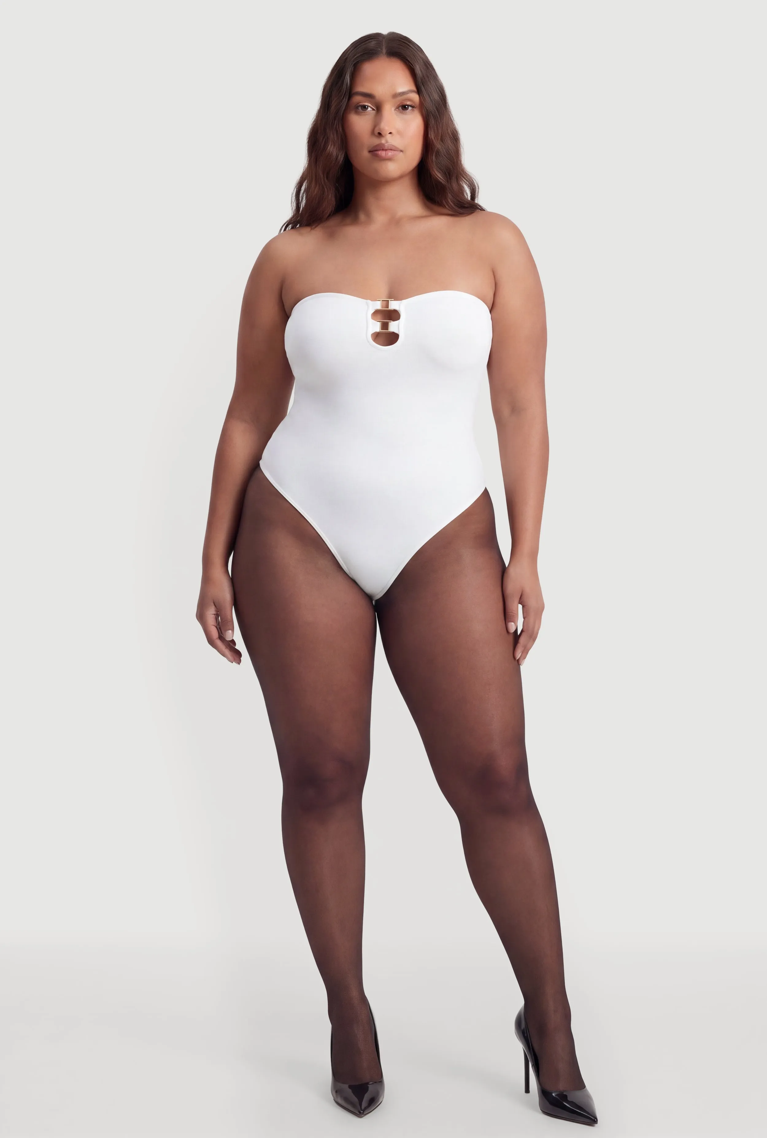 Plus Size Metallic Detail Keyhole Bodysuit sold by Rainbow product image thumbnail 3