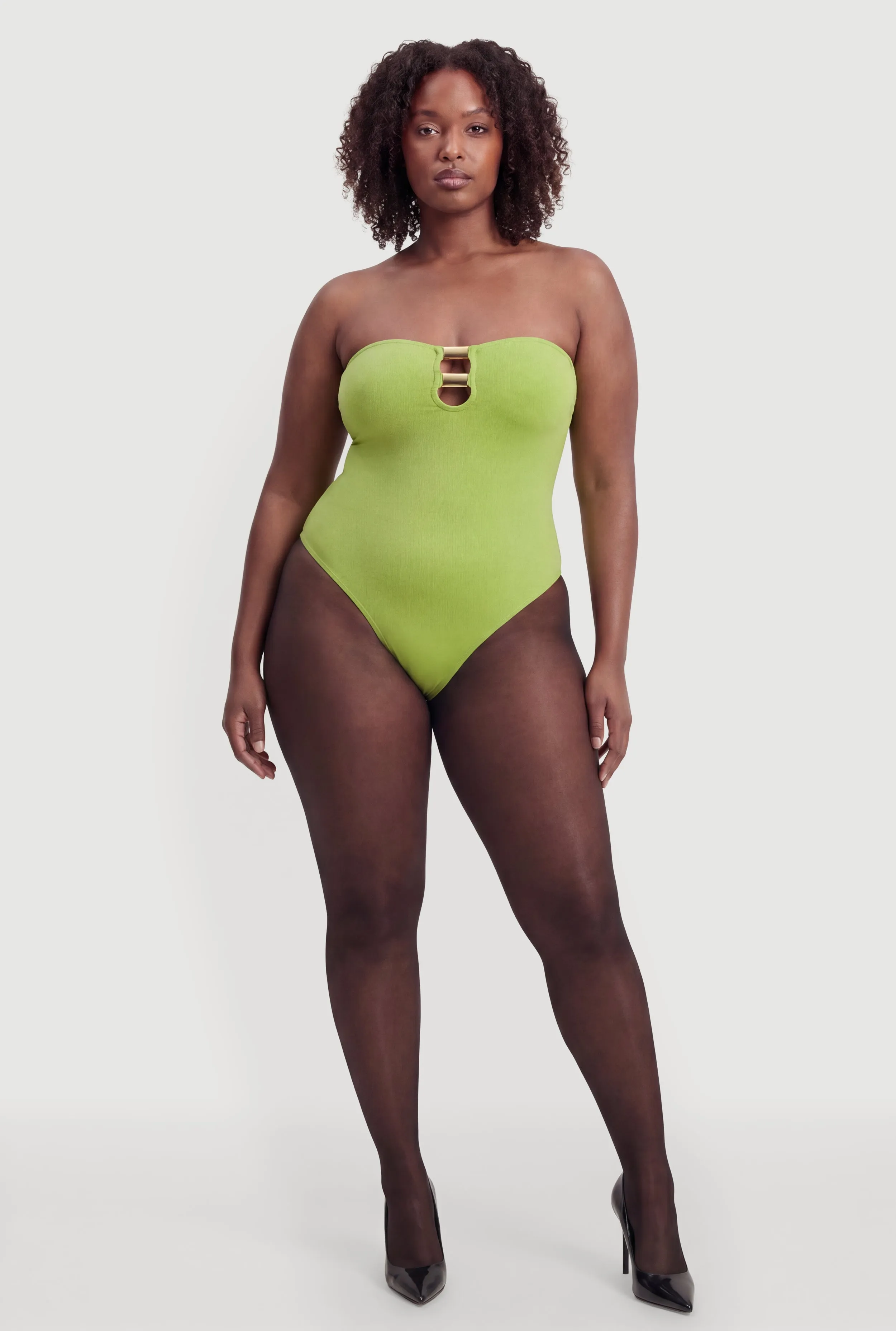 Plus Size Metallic Detail Keyhole Bodysuit sold by Rainbow product image thumbnail 5