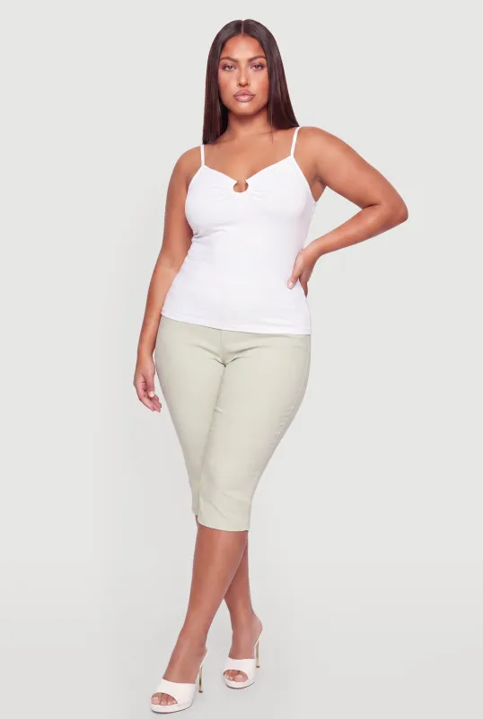 Plus Size Ruched Notch Neck Cami made by Rainbow