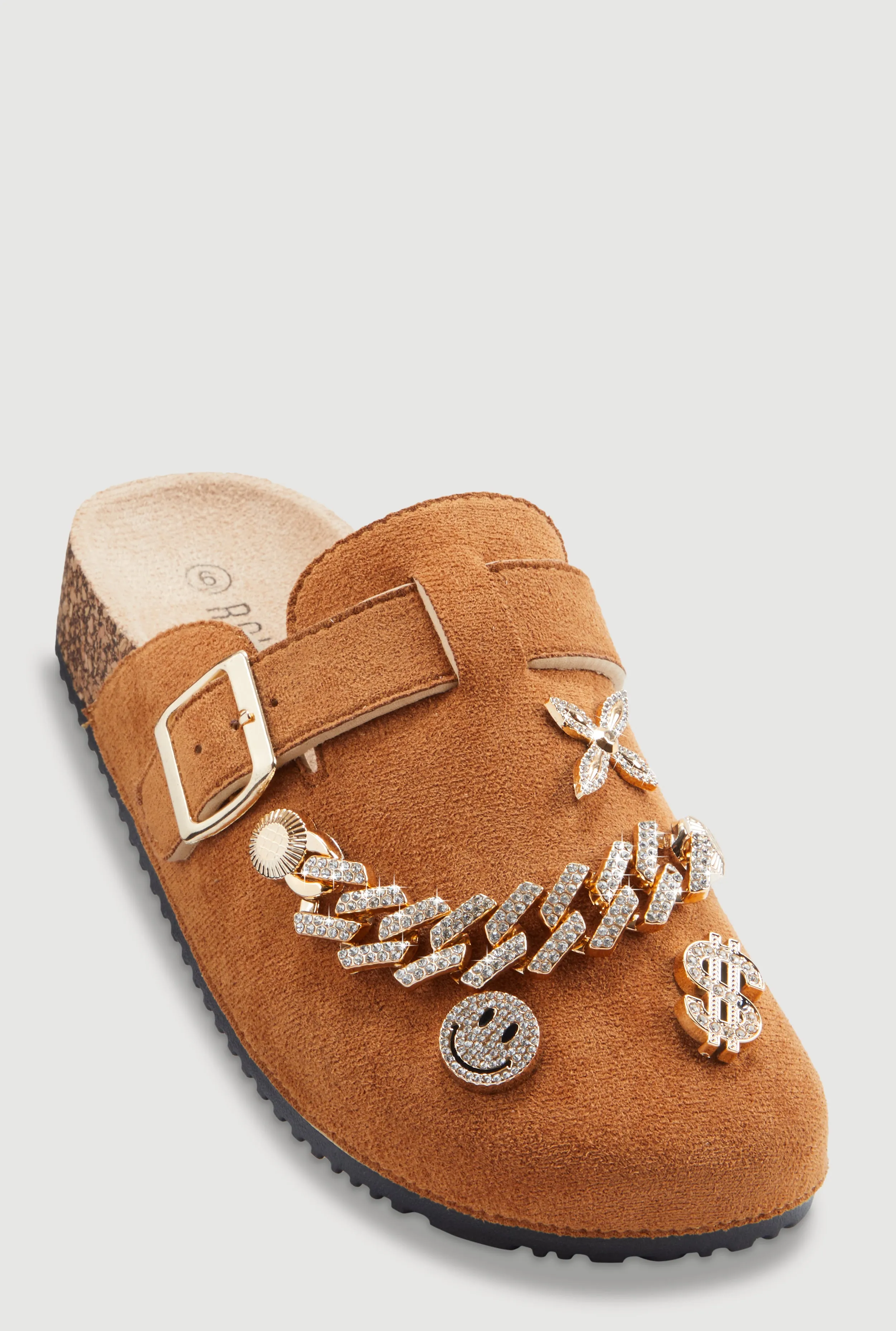 Chain Link Rhinestone Charm Faux Suede Clog Mules sold by Rainbow product image thumbnail 4