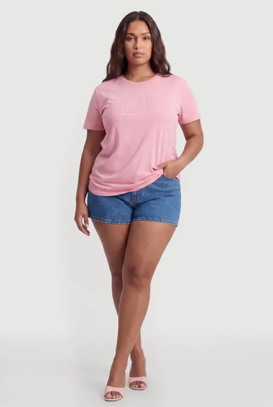 Plus Size New York Patch Graphic Short Sleeve Tee made by Rainbow