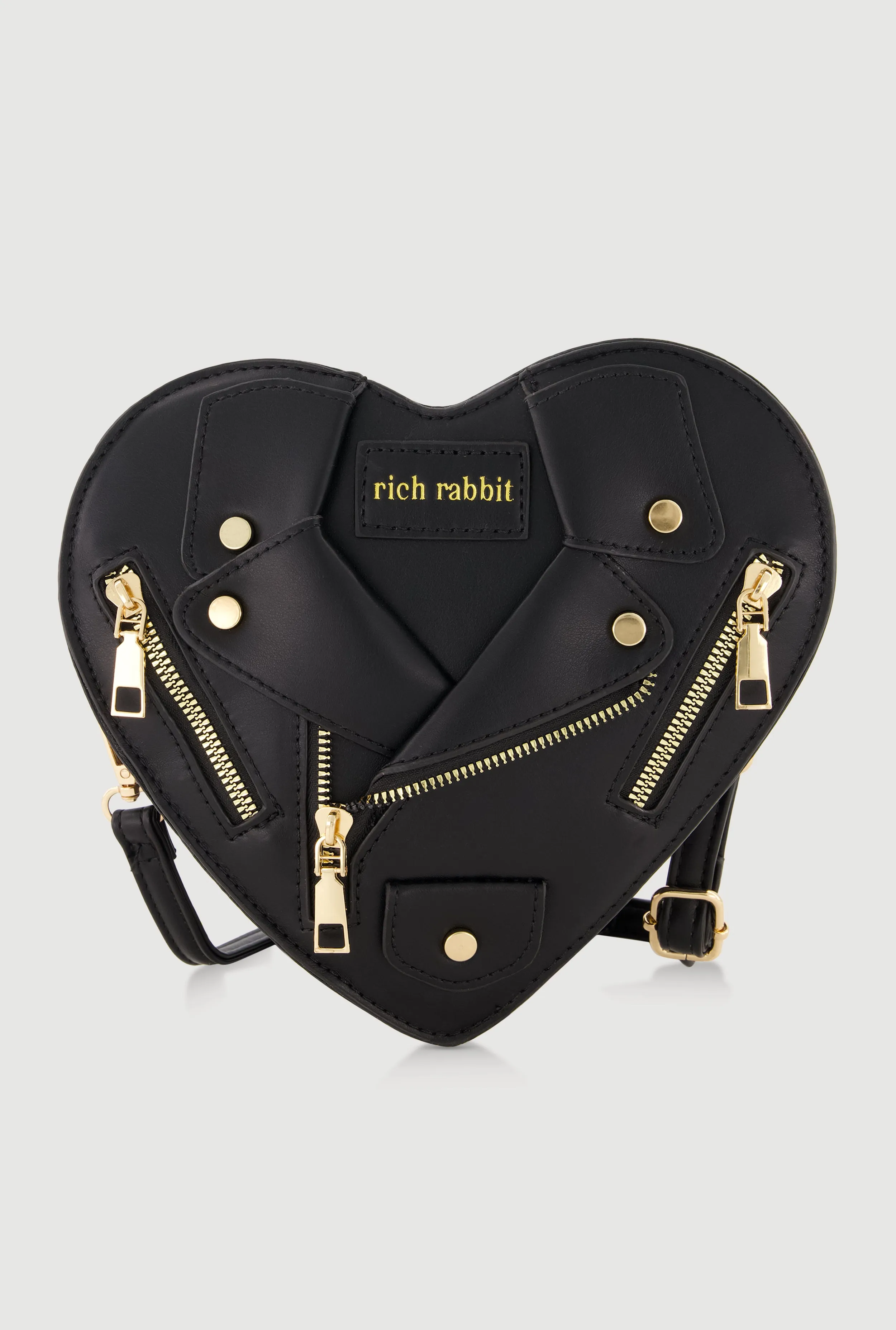 Faux Leather Rich Rabbit Graphic Heart Shaped Crossbody Bag sold by Rainbow