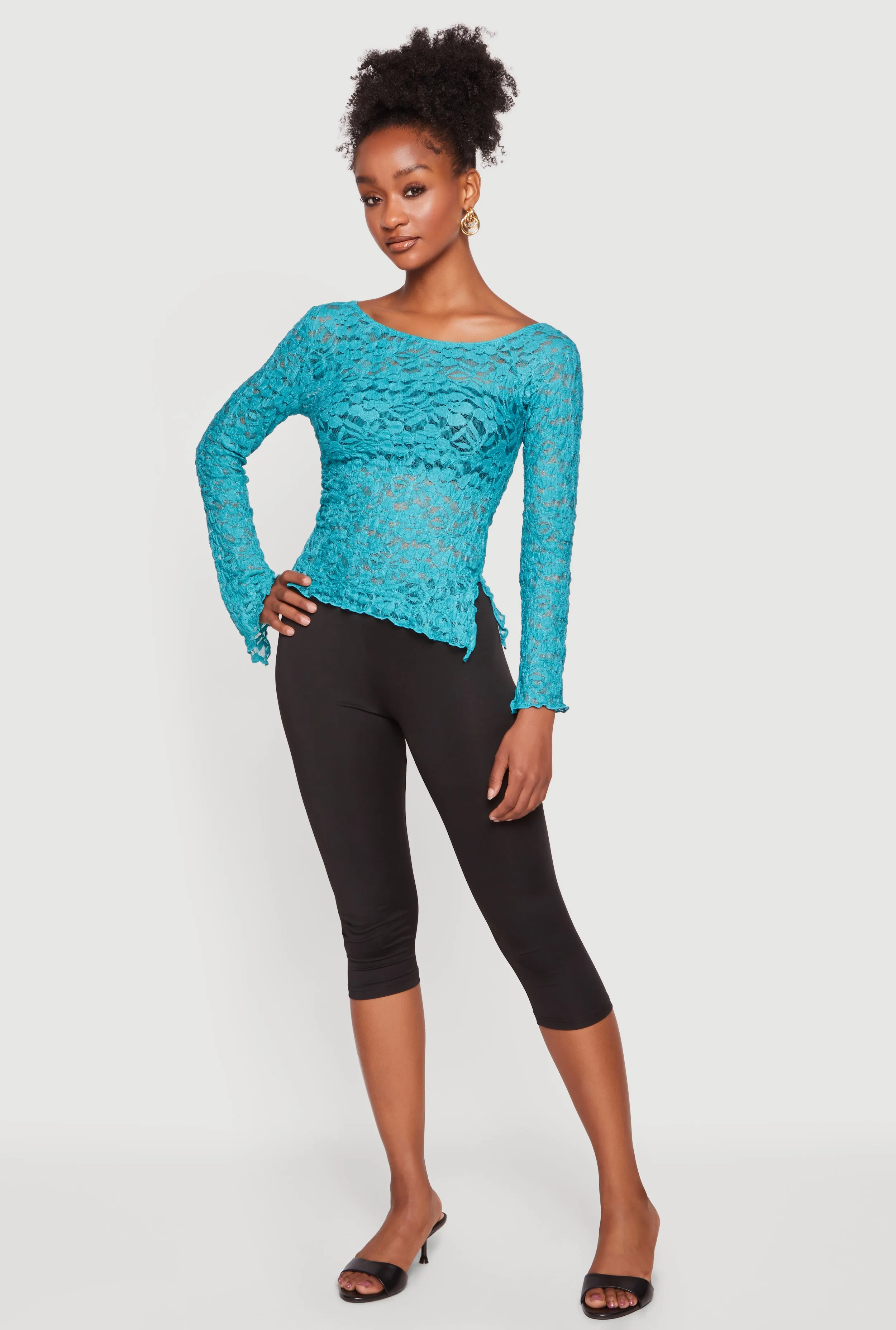 Trendy Mid Rise Capris Leggings sold by Rainbow product image thumbnail 2