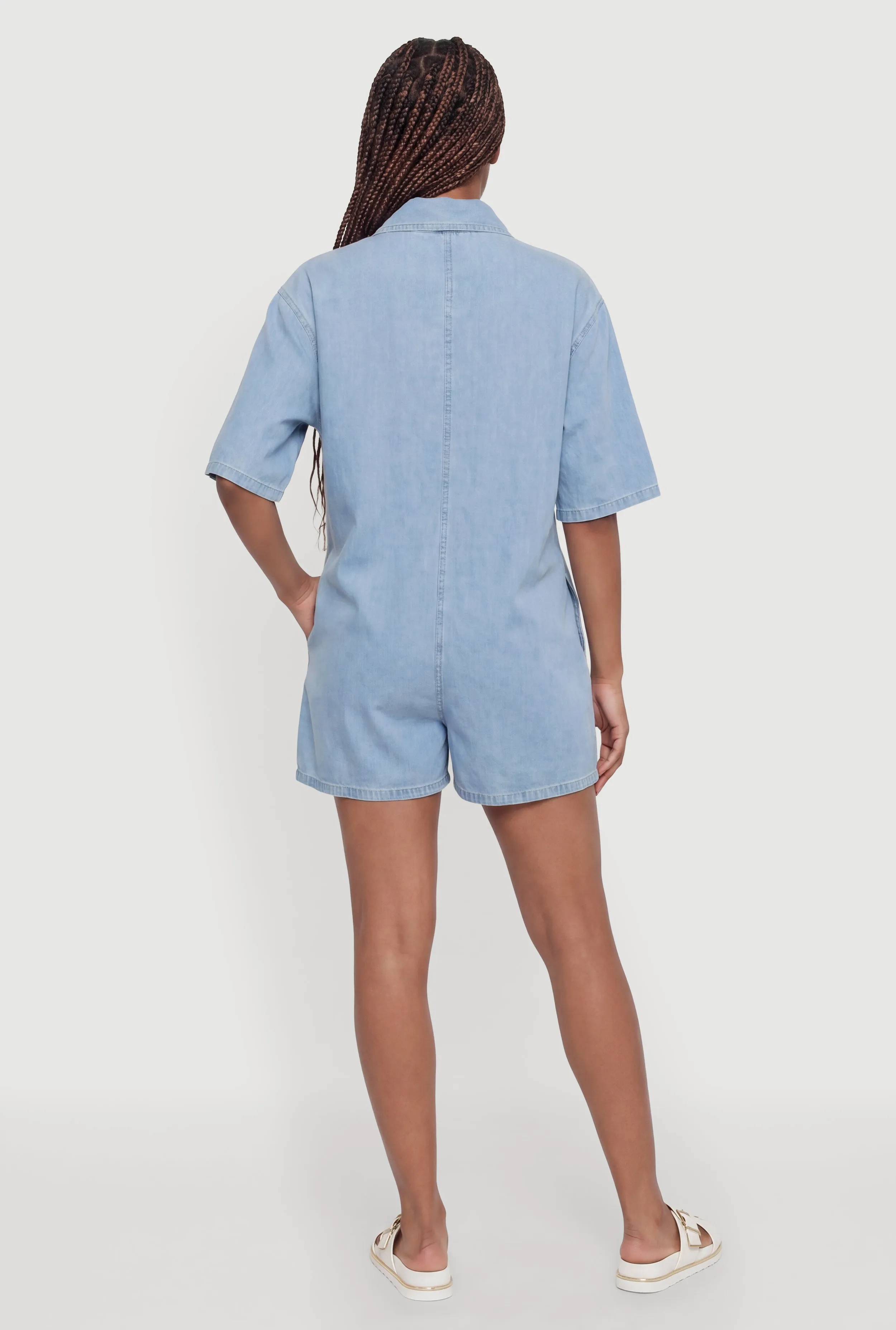 Short Sleeve Pocket Denim Romper sold by Rainbow product image thumbnail 3