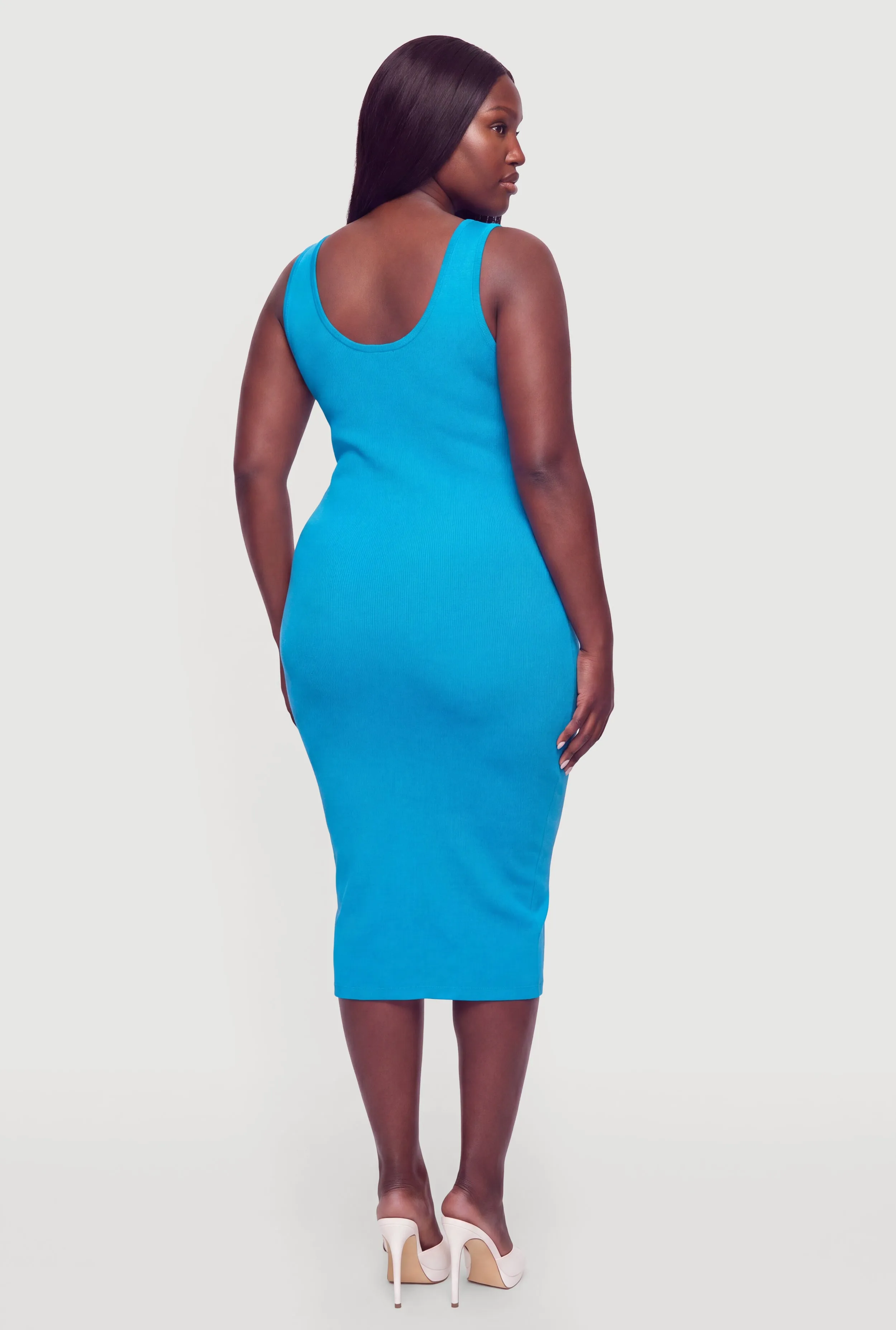 Plus Size Solid Sleeveless V-Neck Midi Dress sold by Rainbow product image thumbnail 3