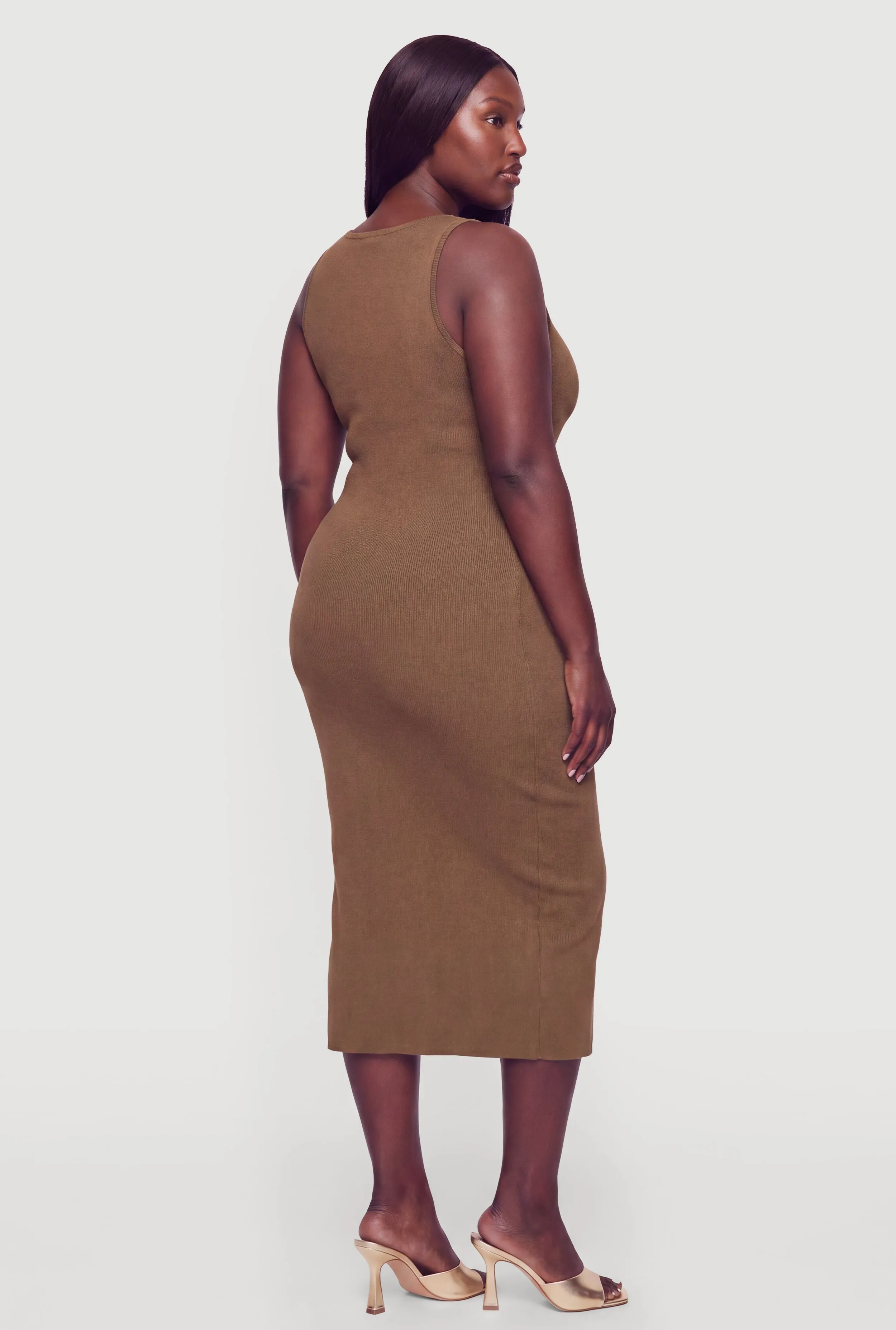 Plus Size Solid Sleeveless V-Neck Midi Dress sold by Rainbow product image thumbnail 2