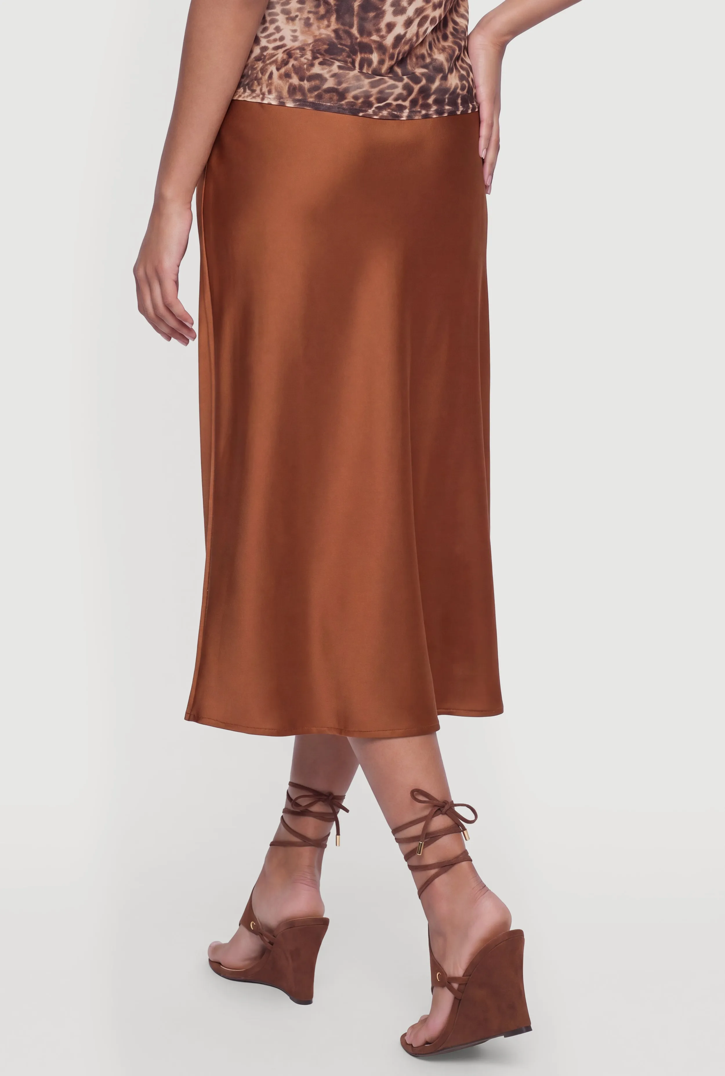 High Waisted Satin Midi Slip Skirt sold by Rainbow product image thumbnail 5
