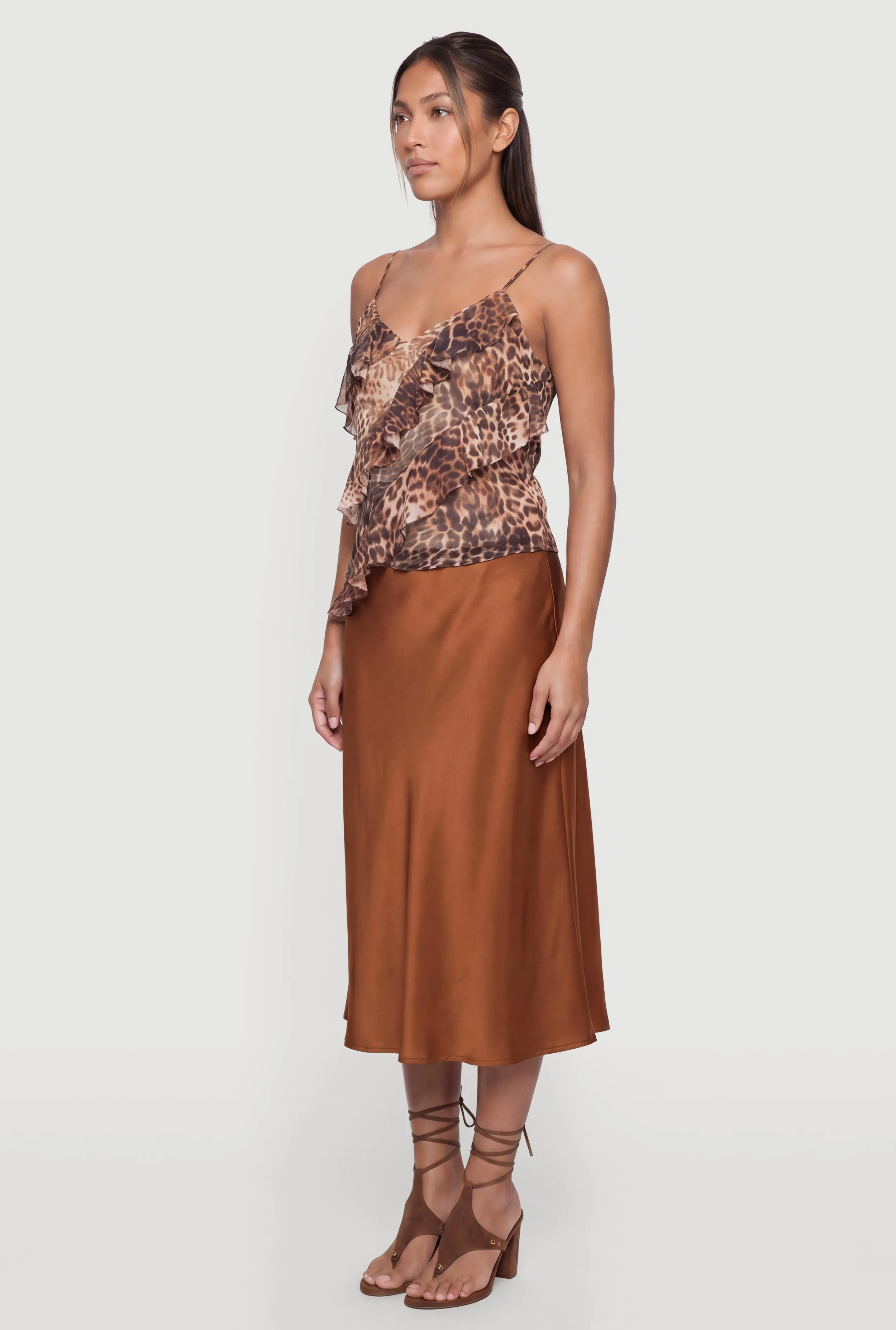 High Waisted Satin Midi Slip Skirt sold by Rainbow product image thumbnail 2