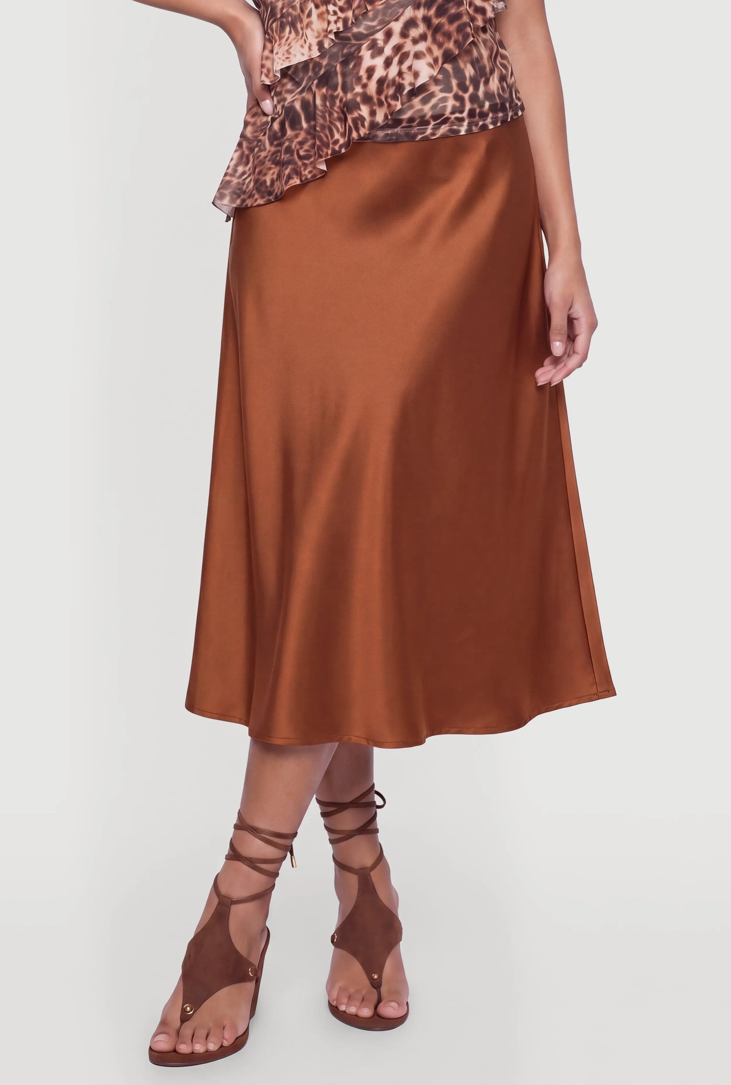 High Waisted Satin Midi Slip Skirt sold by Rainbow product image thumbnail 3