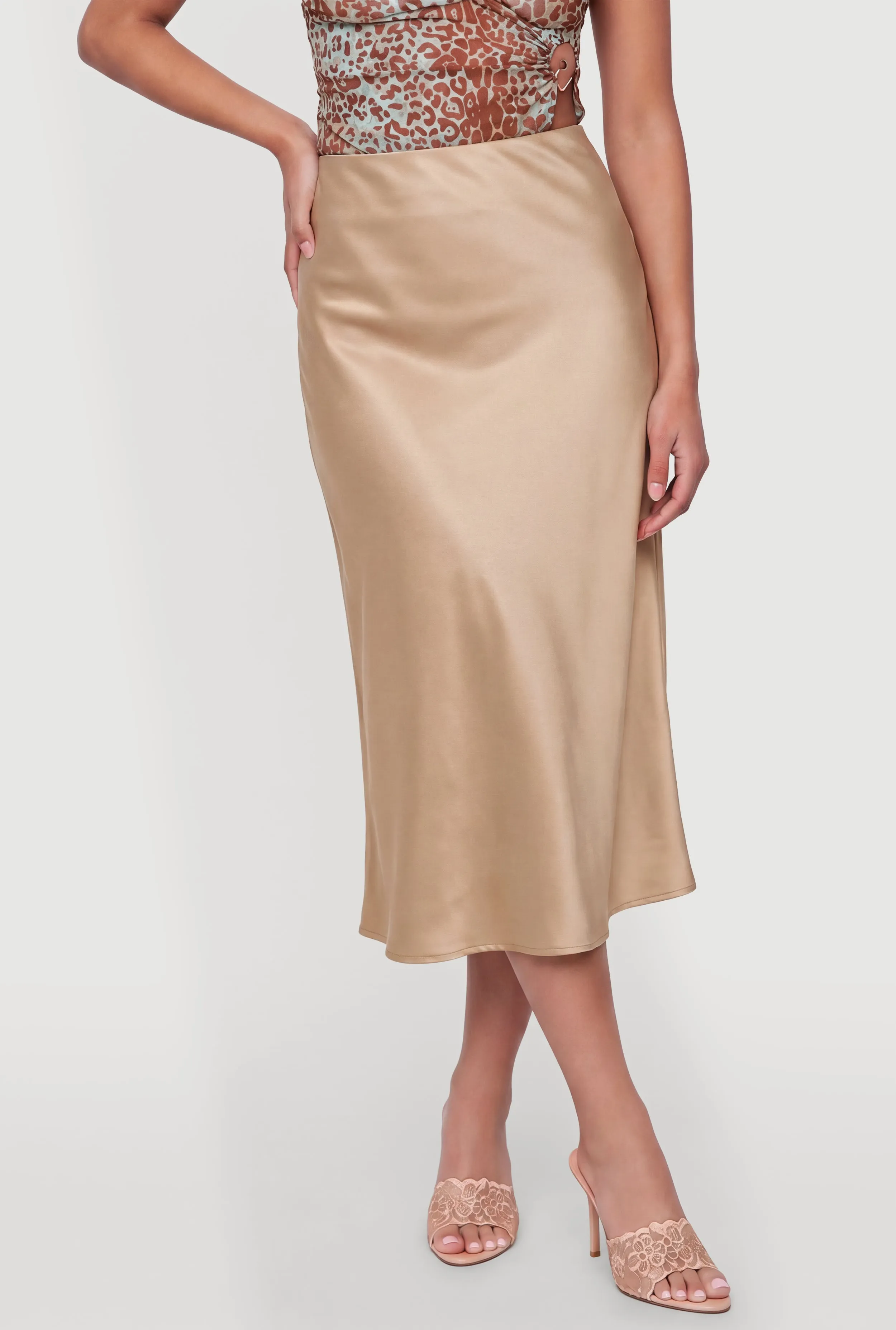High Waisted Satin Midi Slip Skirt sold by Rainbow product image thumbnail 3
