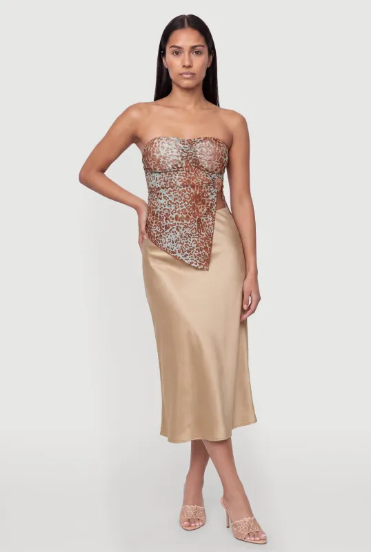 High Waisted Satin Midi Slip Skirt made by Rainbow