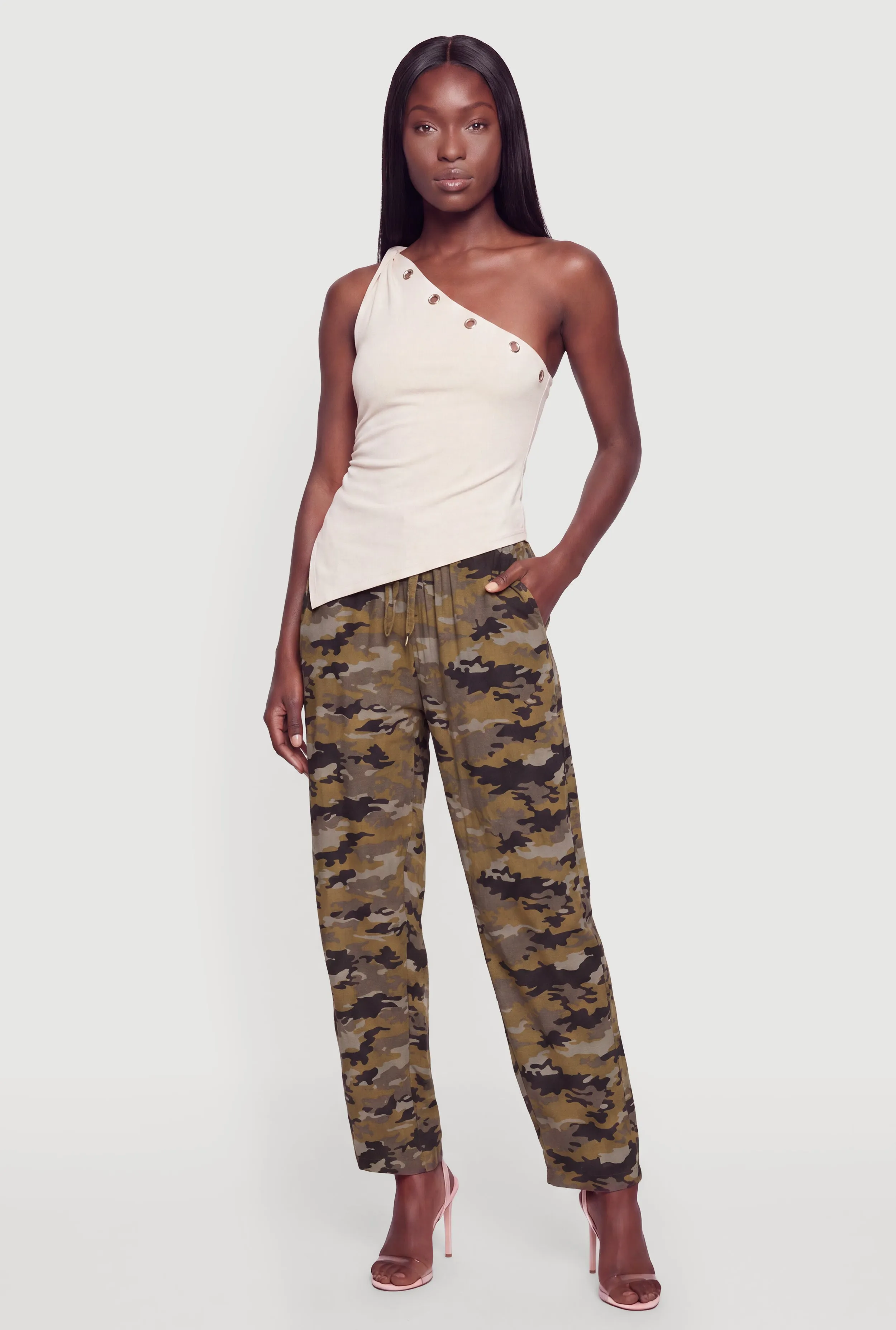 Patterned Drawstring Waist Straight Leg Pants sold by Rainbow product image thumbnail 2