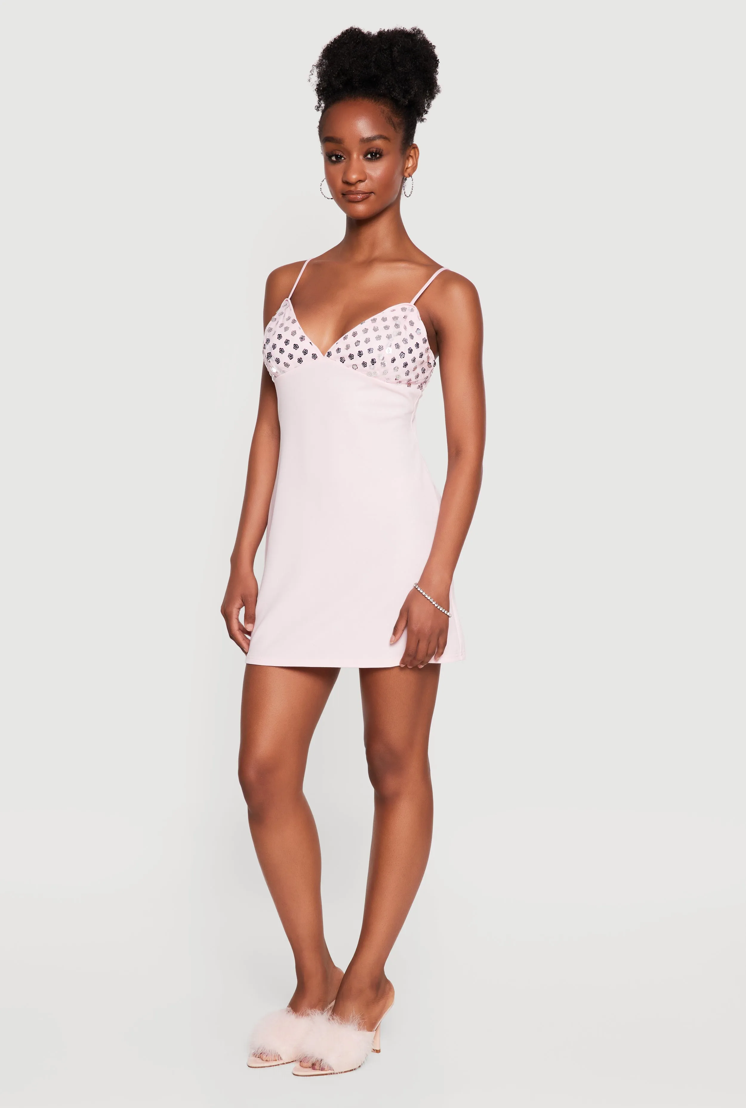 Sequin Mesh Detail Mini Dress sold by Rainbow product image thumbnail 2