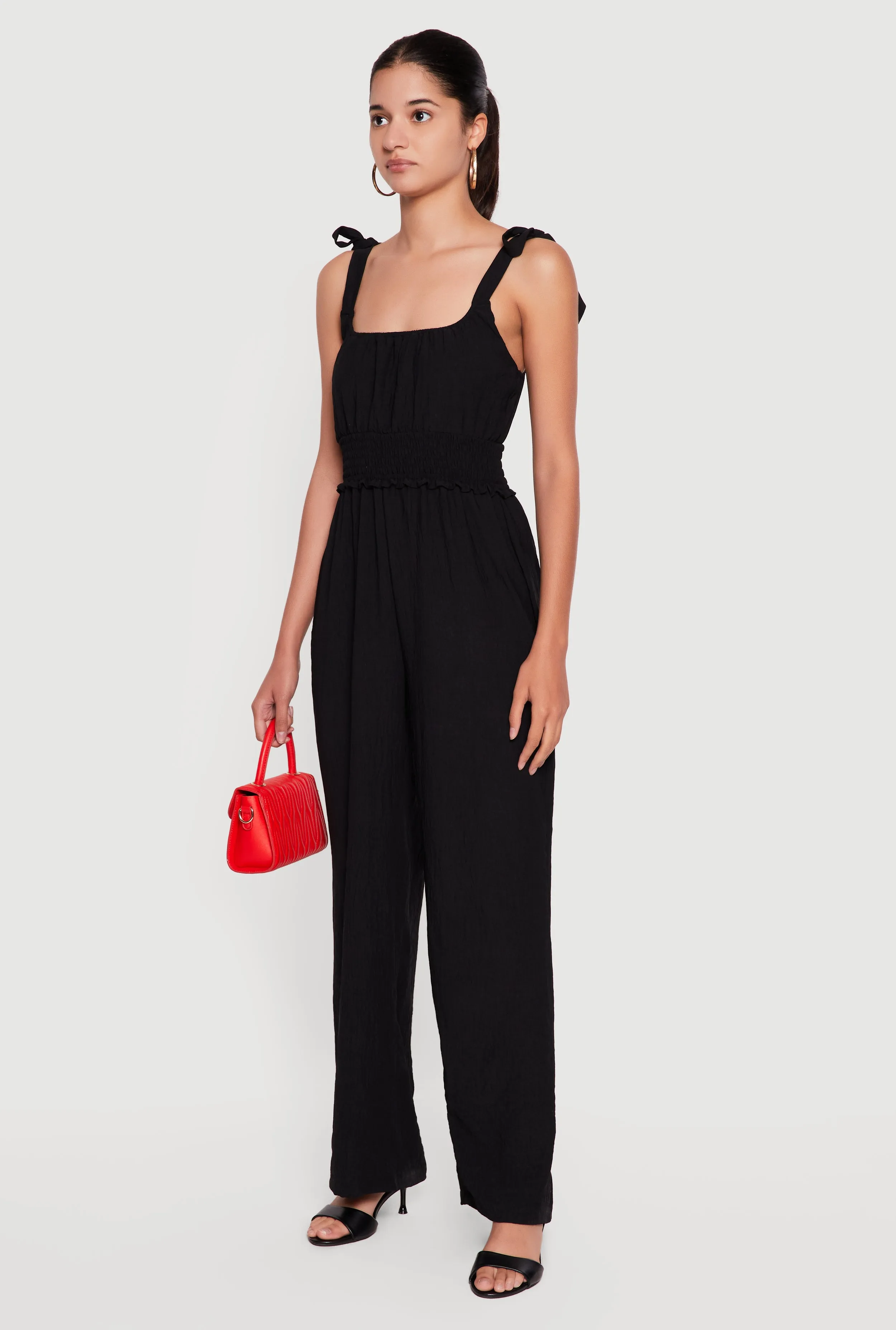 Smocked Waist Sleeveless Tie Shoulder Jumpsuit sold by Rainbow product image thumbnail 2
