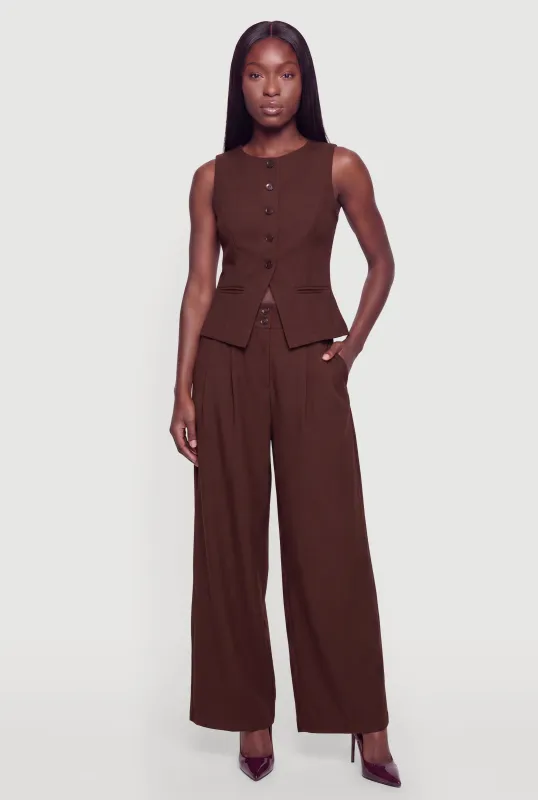 Pleated Wide Leg Tailored Trousers made by Haute Monde