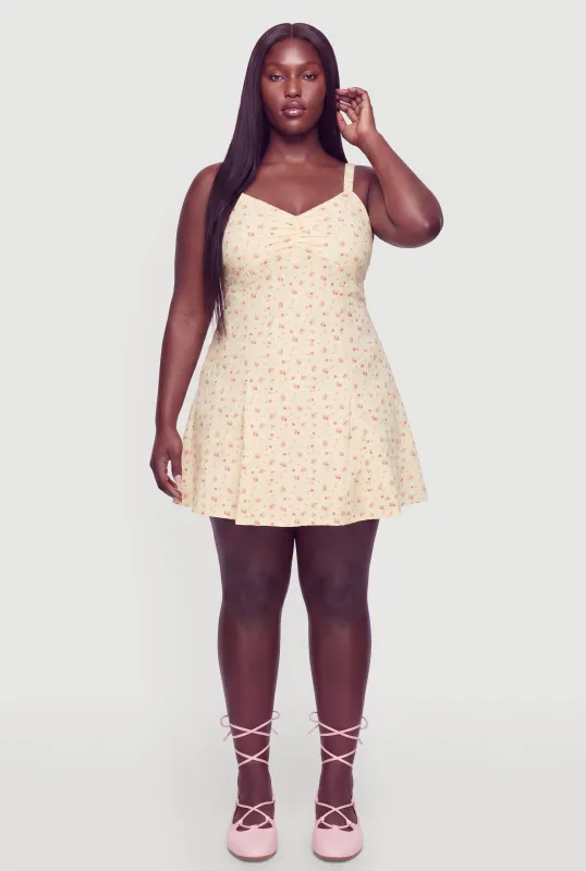 Plus Size Ditsy Floral Sleeveless Mini Dress made by Madden Girl