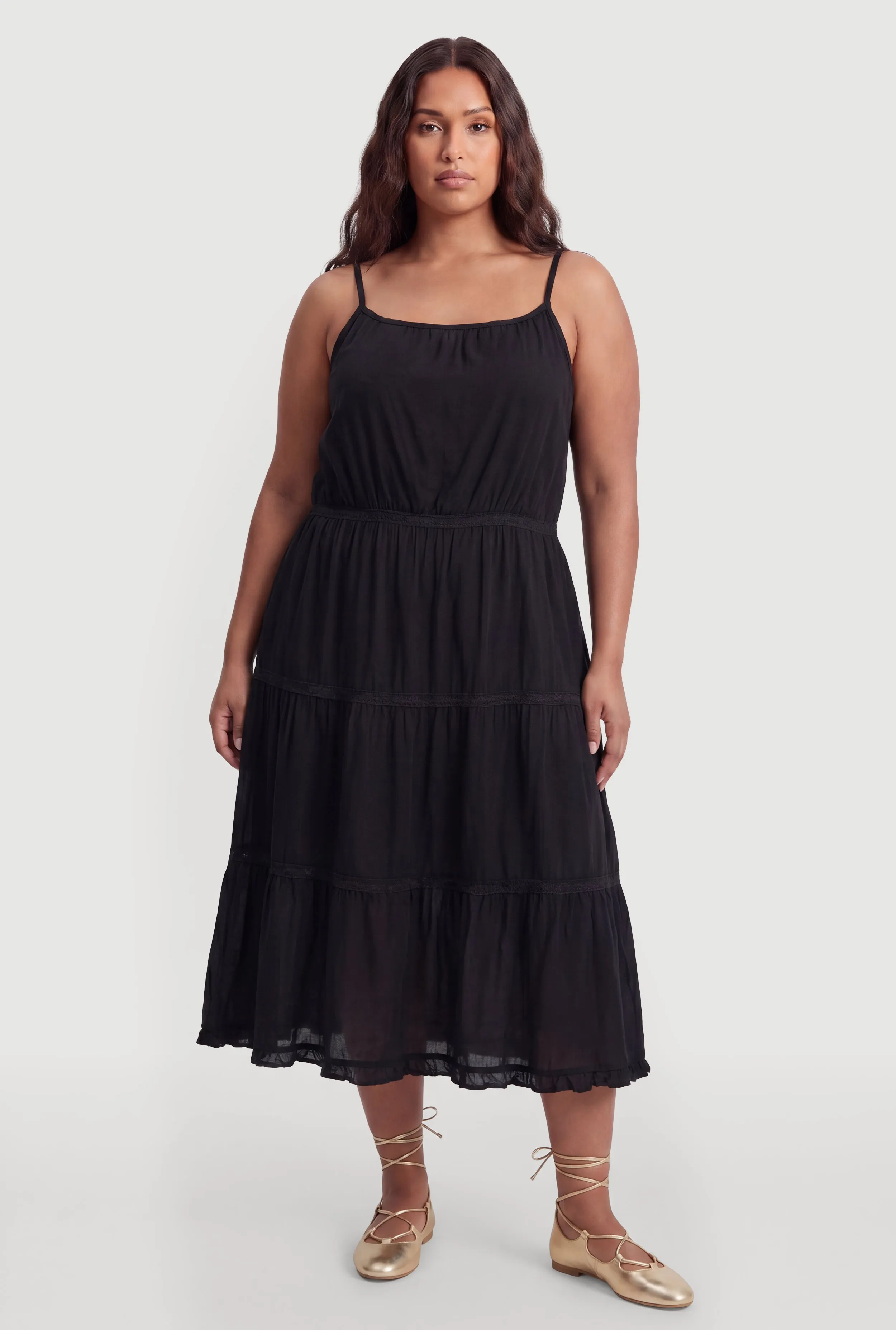 Plus Size Crochet Detail Tiered Maxi Sundress sold by Rainbow product image thumbnail 2