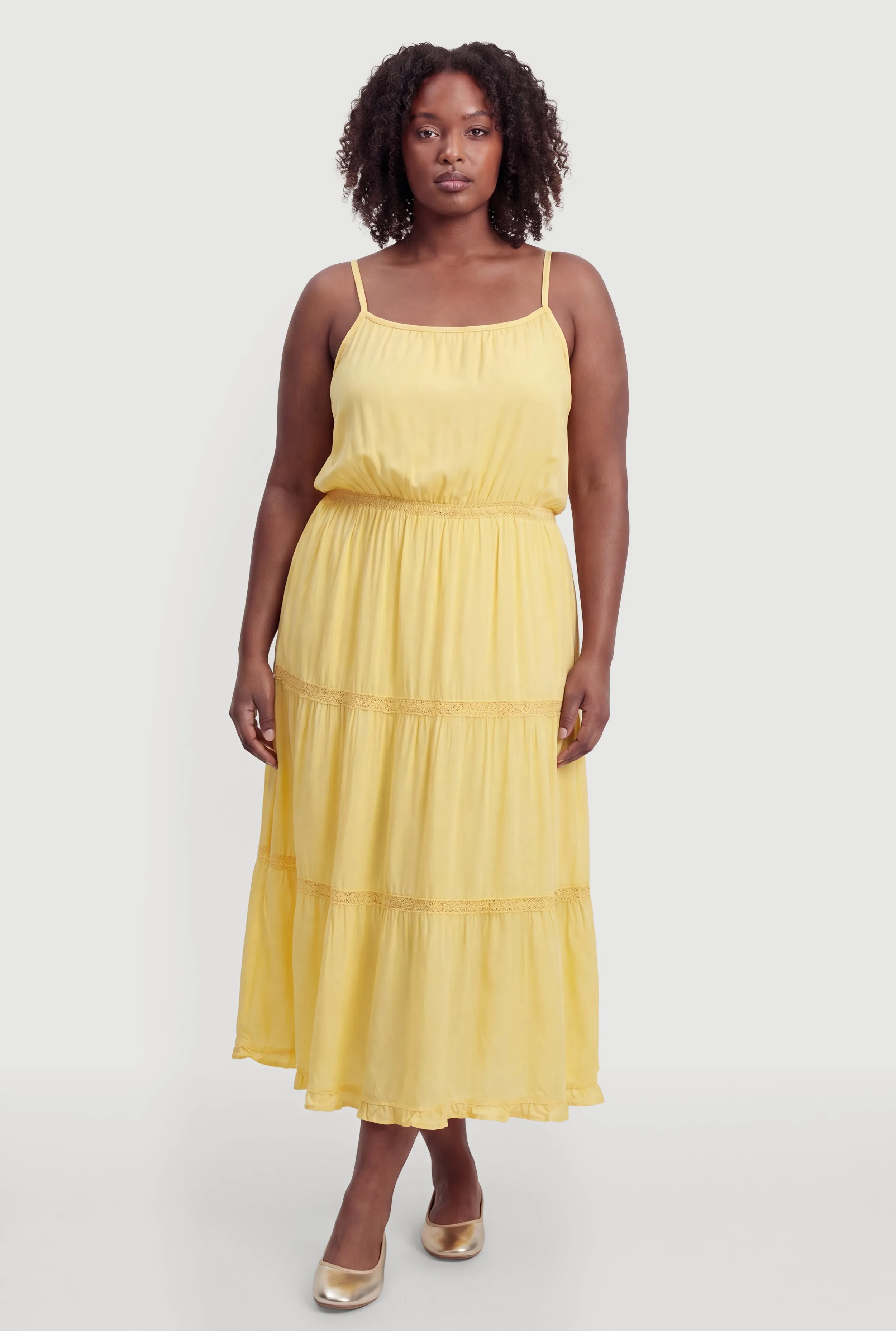 Plus Size Crochet Detail Tiered Maxi Sundress sold by Rainbow product image thumbnail 3
