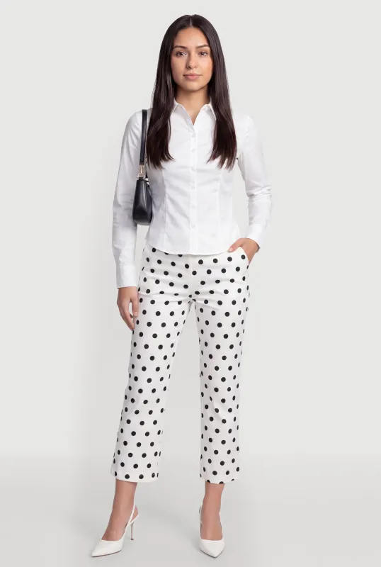 Long Sleeve Solid Button Front Poplin Shirt made by Rainbow