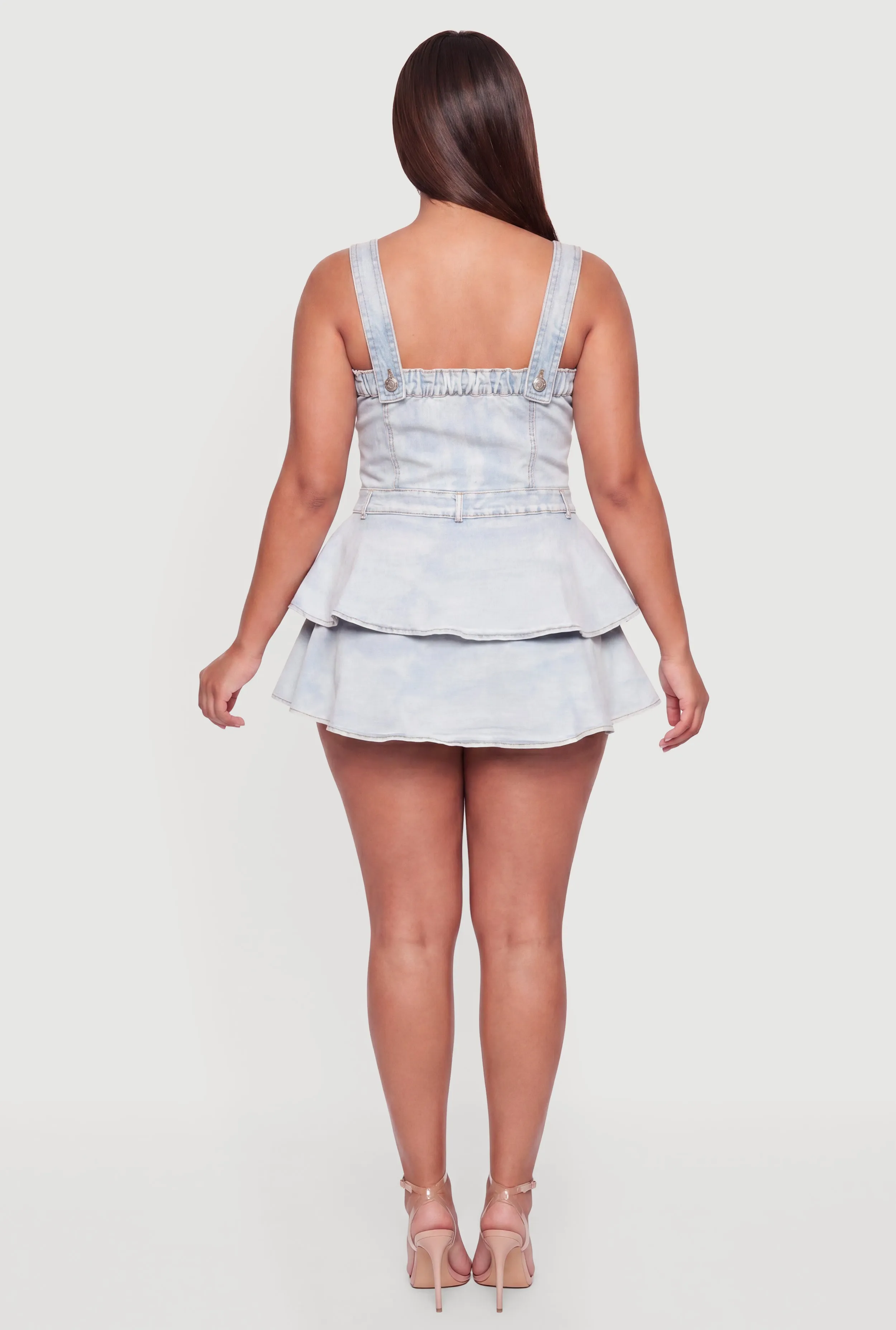 Plus Size Strapless Tiered Denim Romper sold by Rainbow product image thumbnail 5