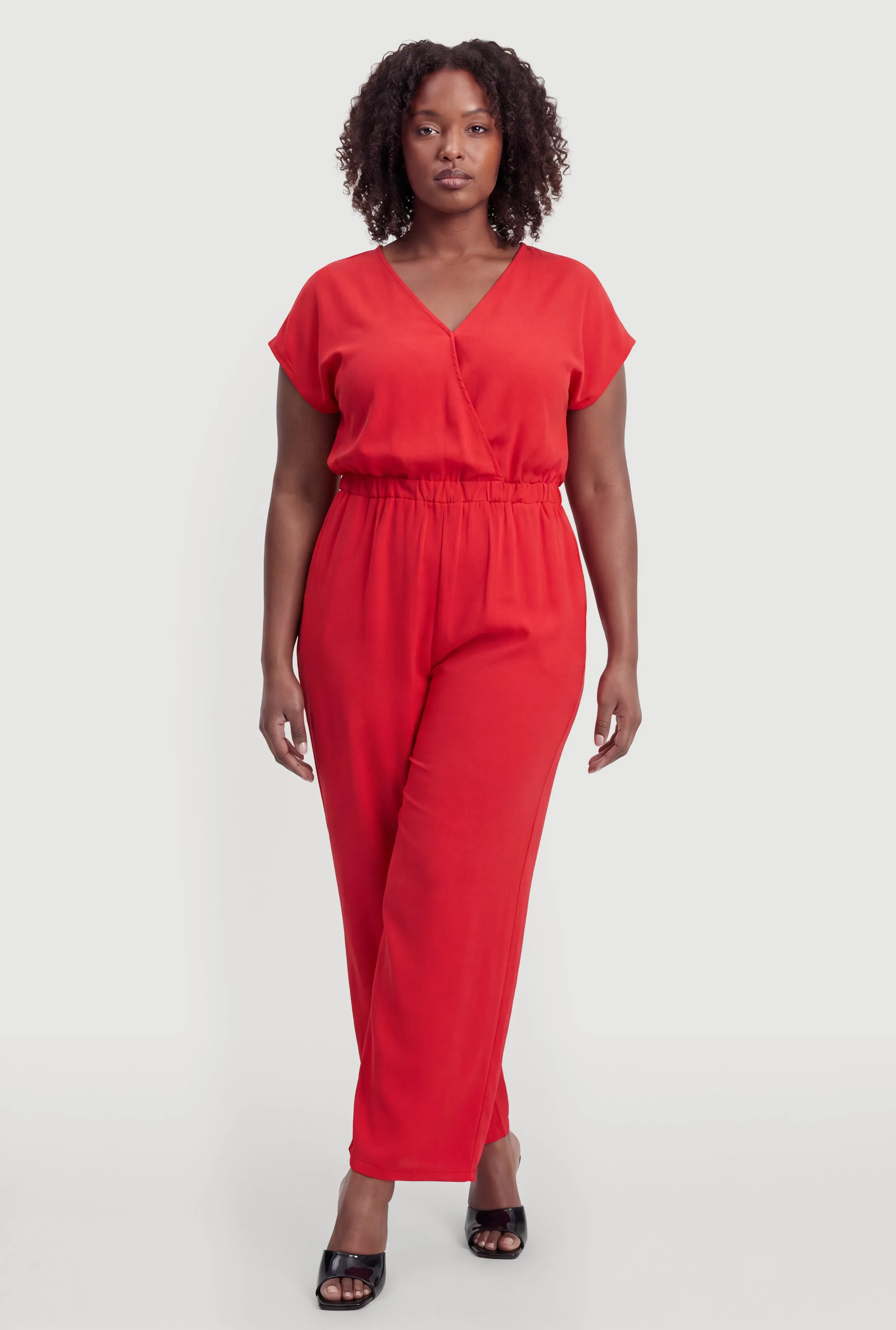Plus Size Faux Wrap Wide Leg Jumpsuit sold by Rainbow product image thumbnail 2