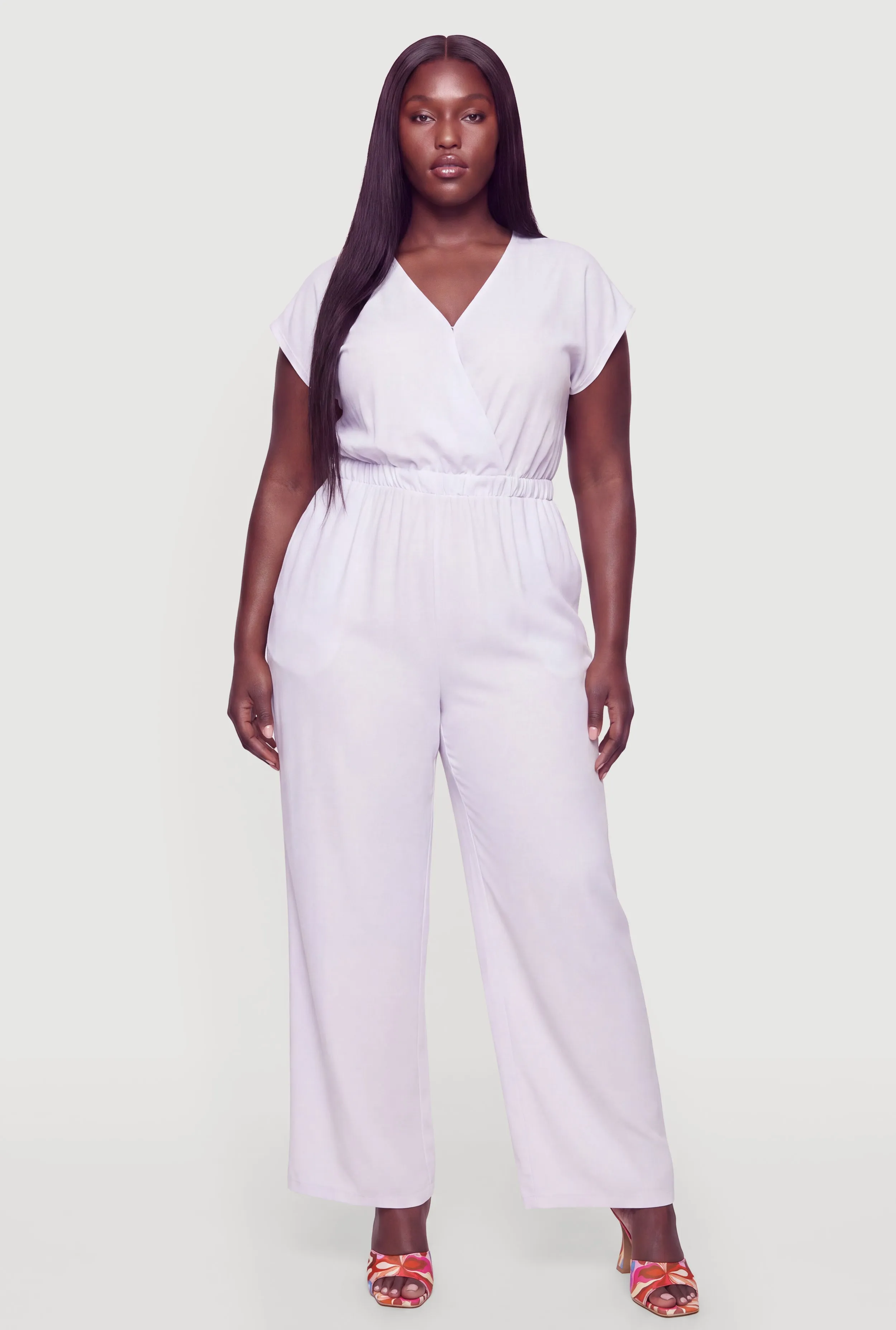 Plus Size Faux Wrap Wide Leg Jumpsuit sold by Rainbow product image thumbnail 3