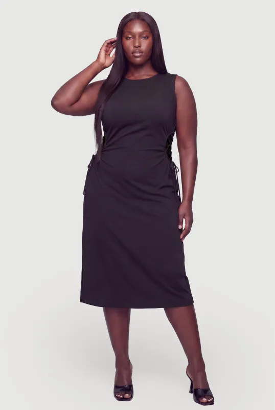 Plus Size Lace Up Side Sheath Dress made by Rainbow