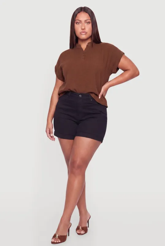 Plus Size Gauze Knit Dolman Sleeve Top made by Rainbow