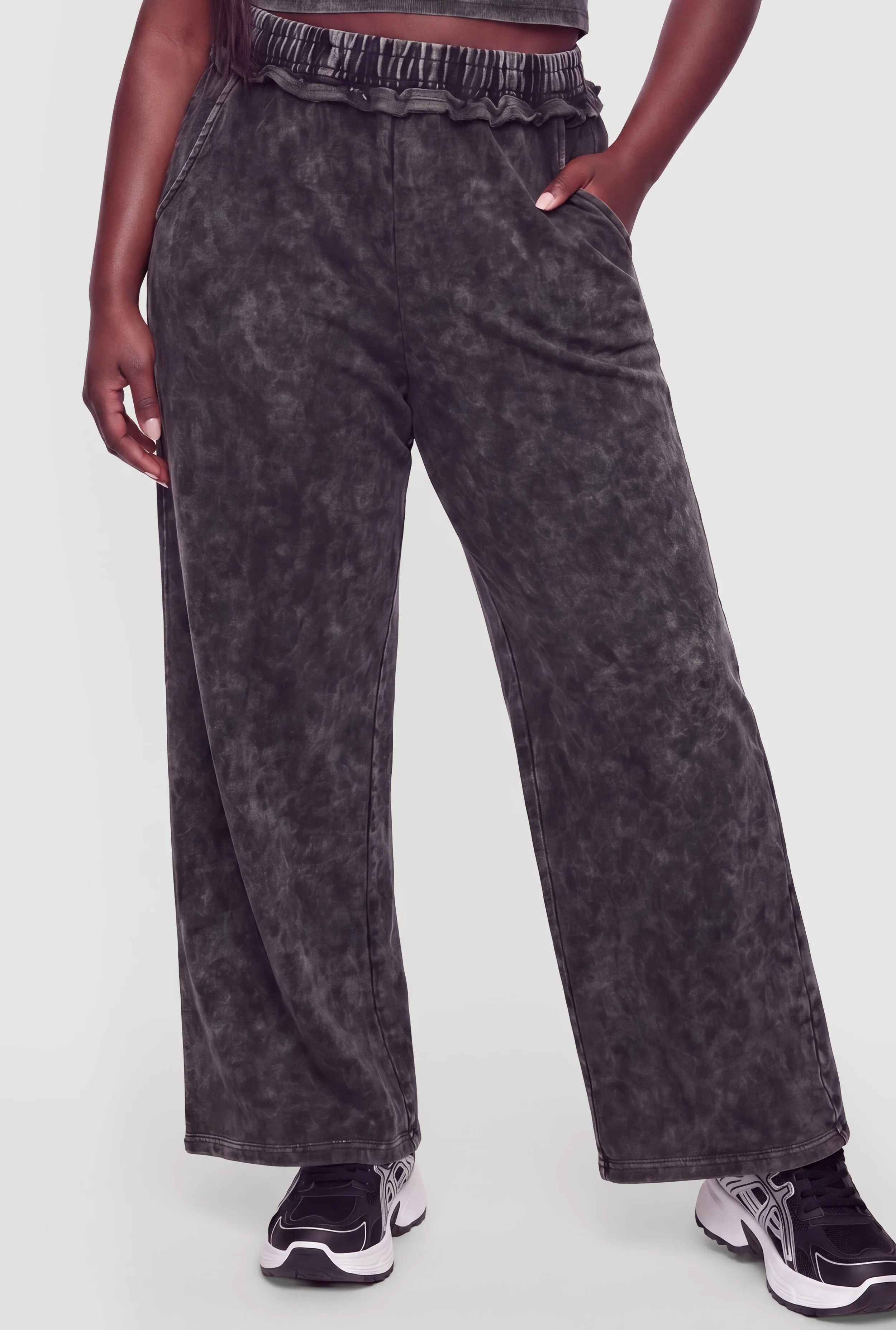 Plus Size Acid Wash Wide Leg Sweatpants sold by Rainbow product image thumbnail 3