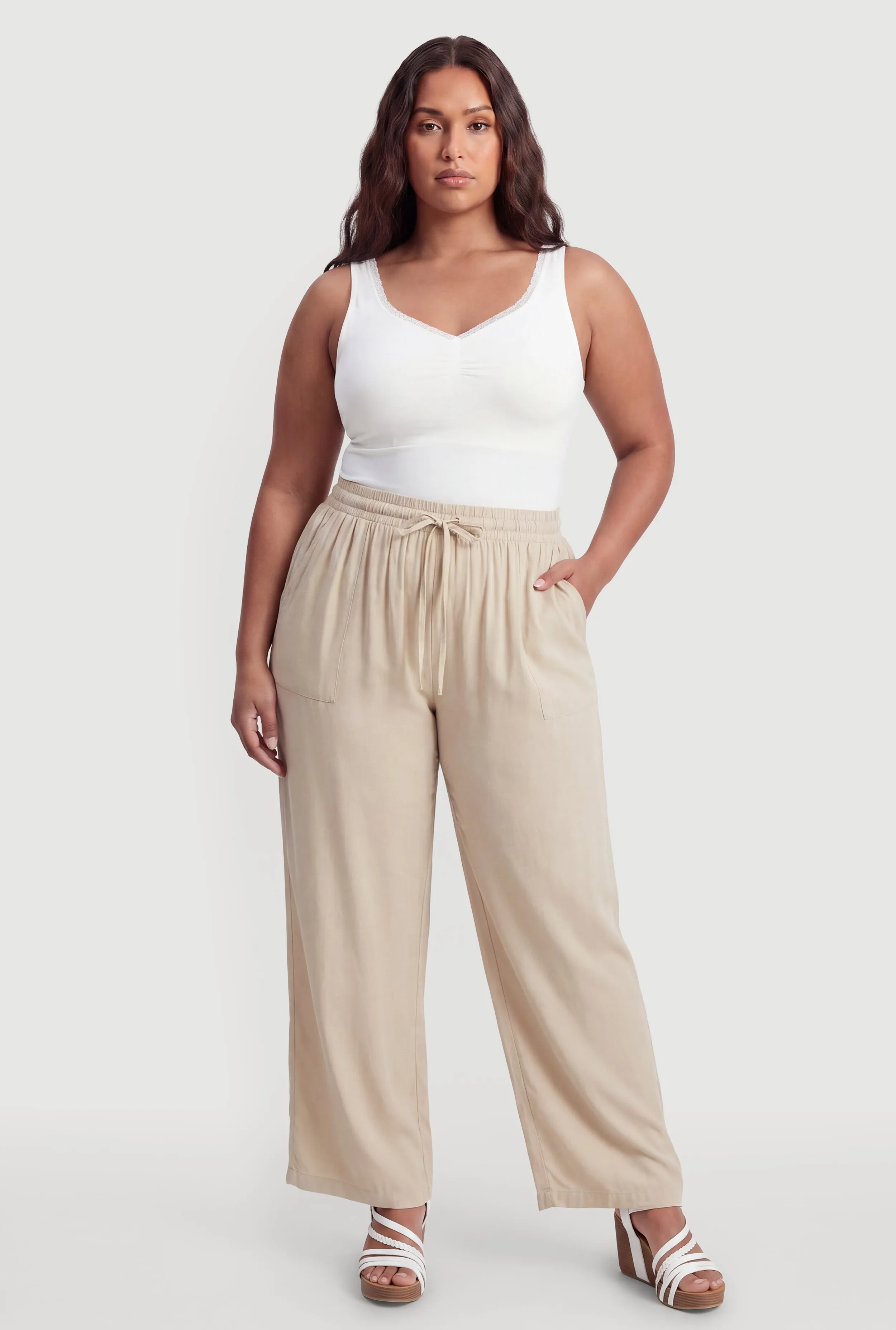 Plus Size Drawstring Waist Carpenter Dress Pants sold by Rainbow