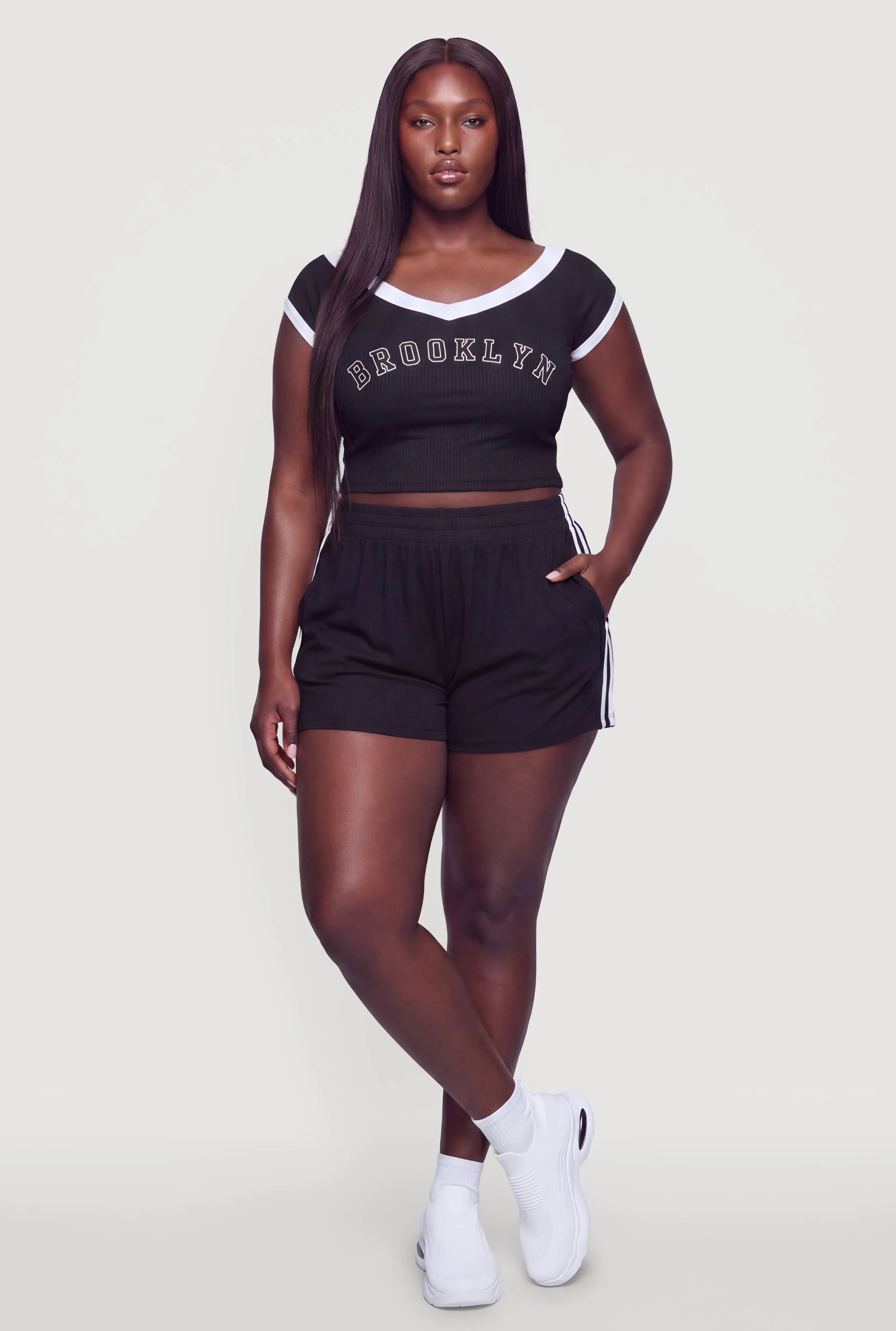 Plus Size Brooklyn Graphic Contrast Trim Crop Top sold by Rainbow product image thumbnail 2