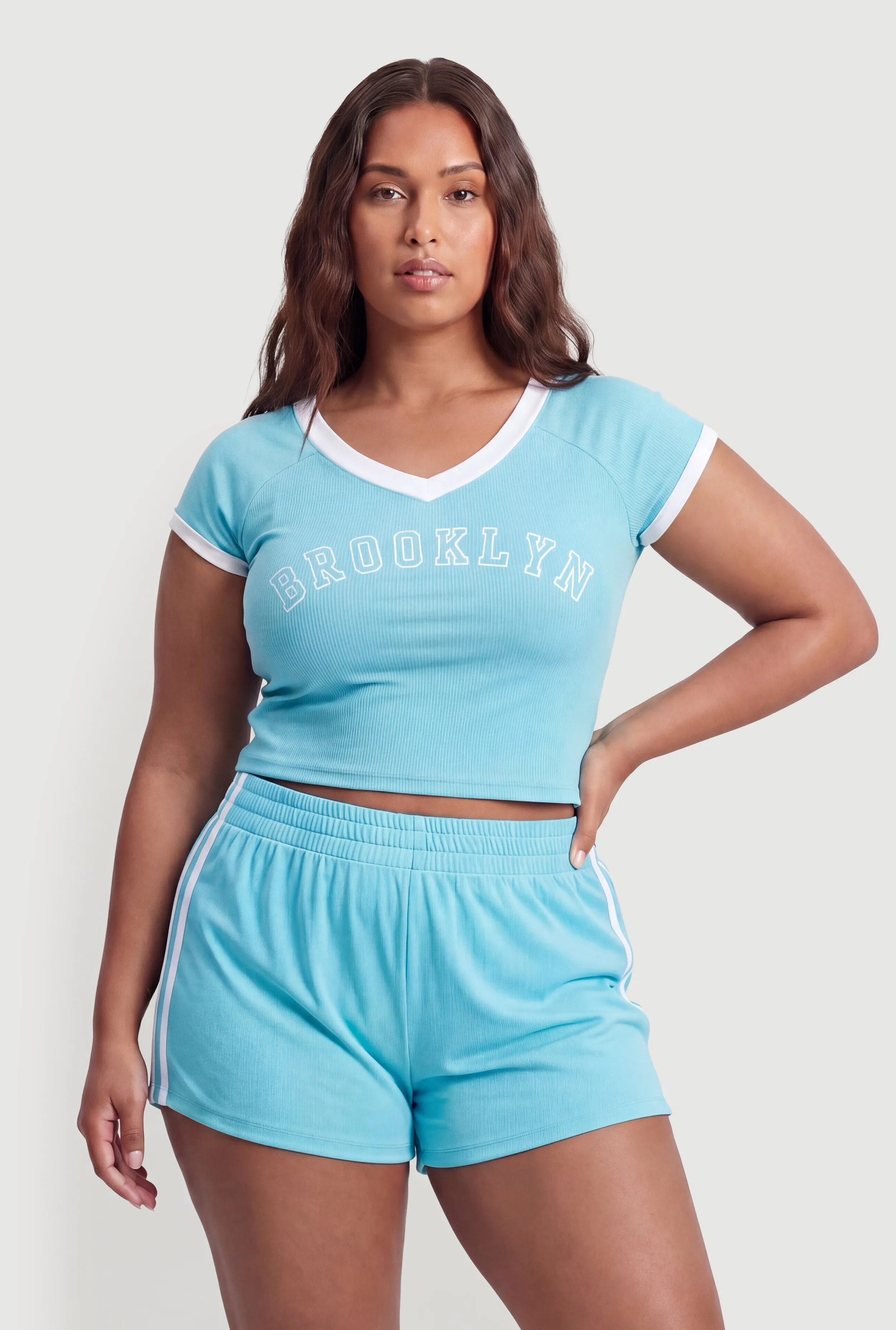 Plus Size Brooklyn Graphic Contrast Trim Crop Top sold by Rainbow product image thumbnail 3